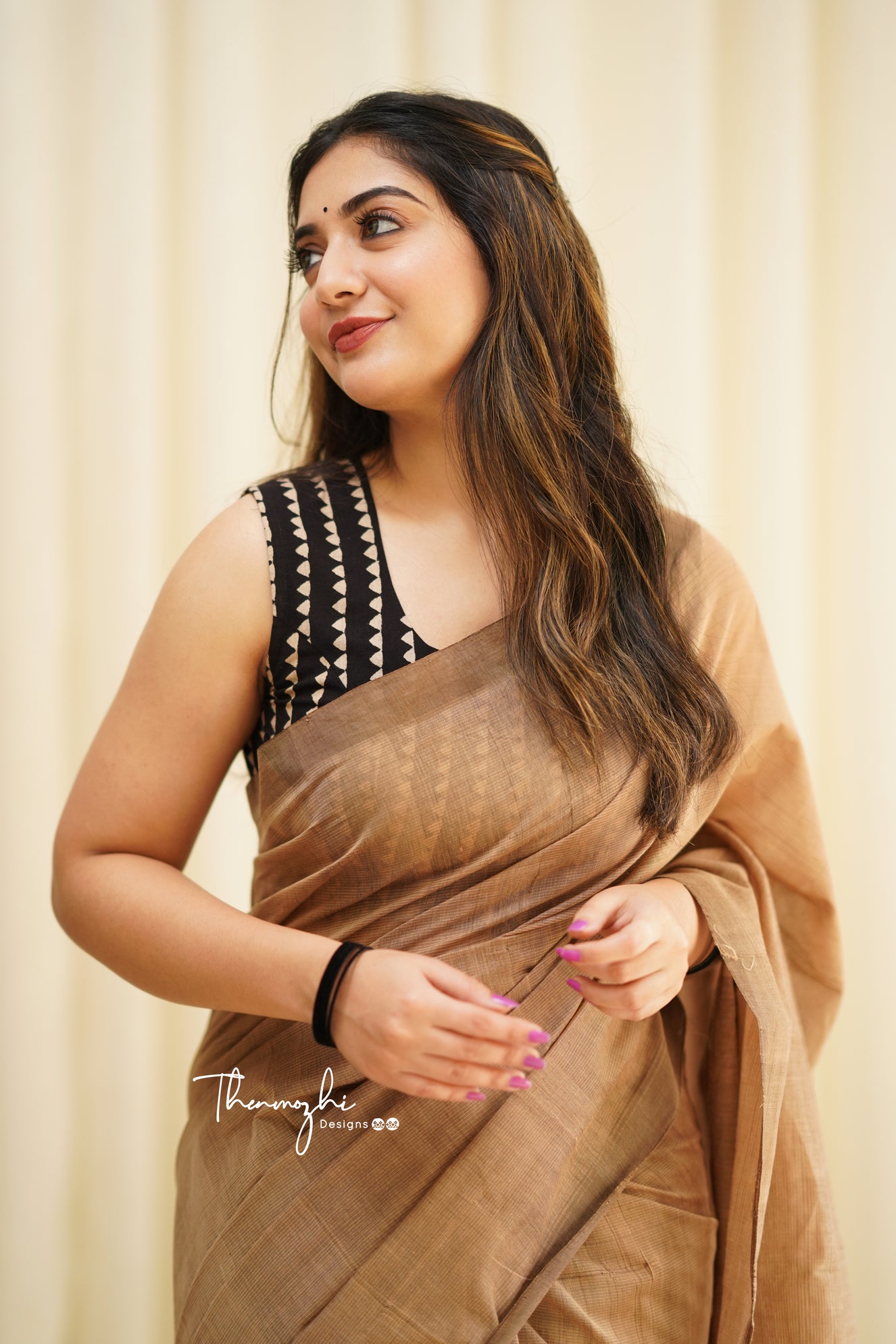 Cuckoo - Beige Mangalagiri Plain Cotton Saree