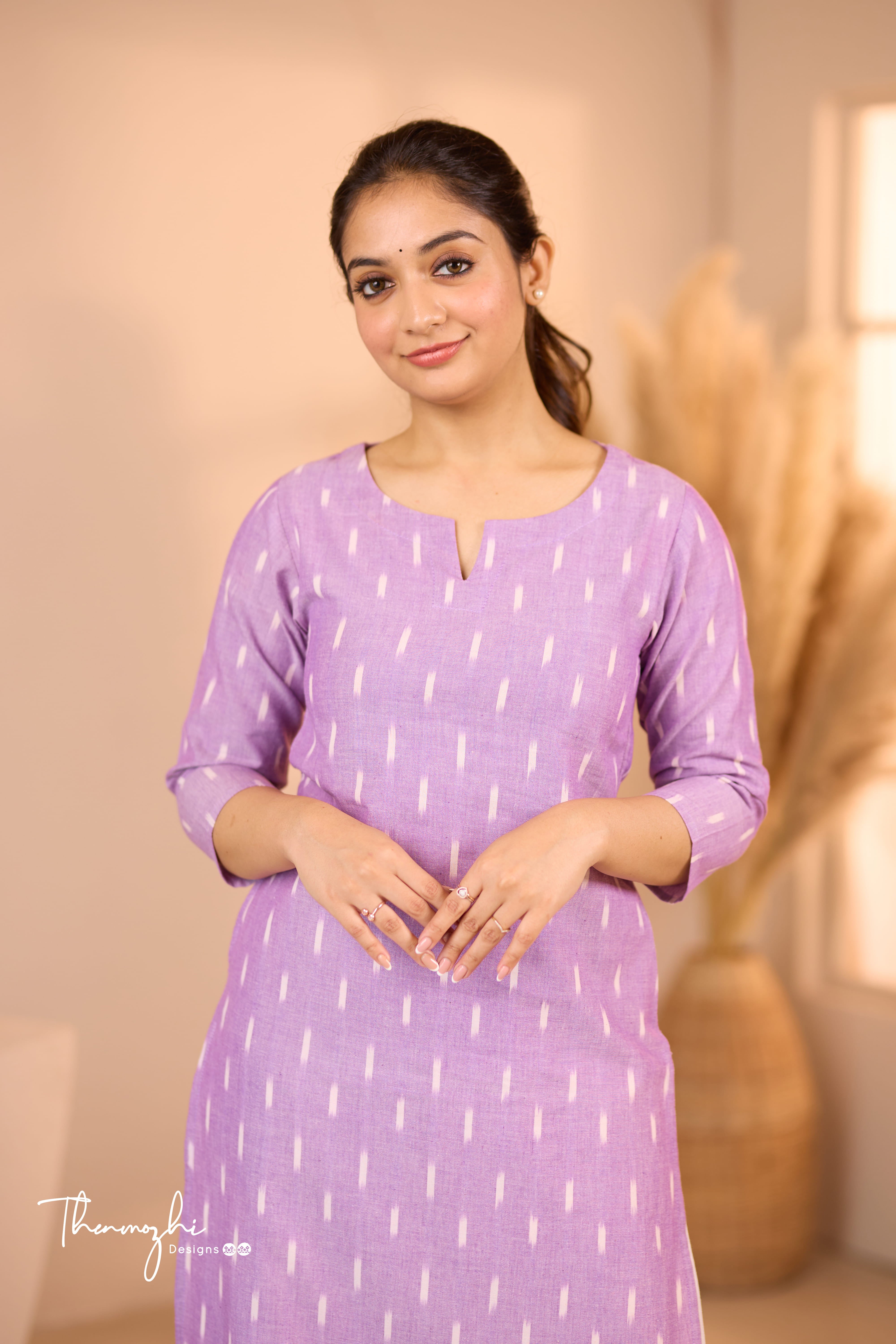 Lilac Ikkat Cotton Kurta