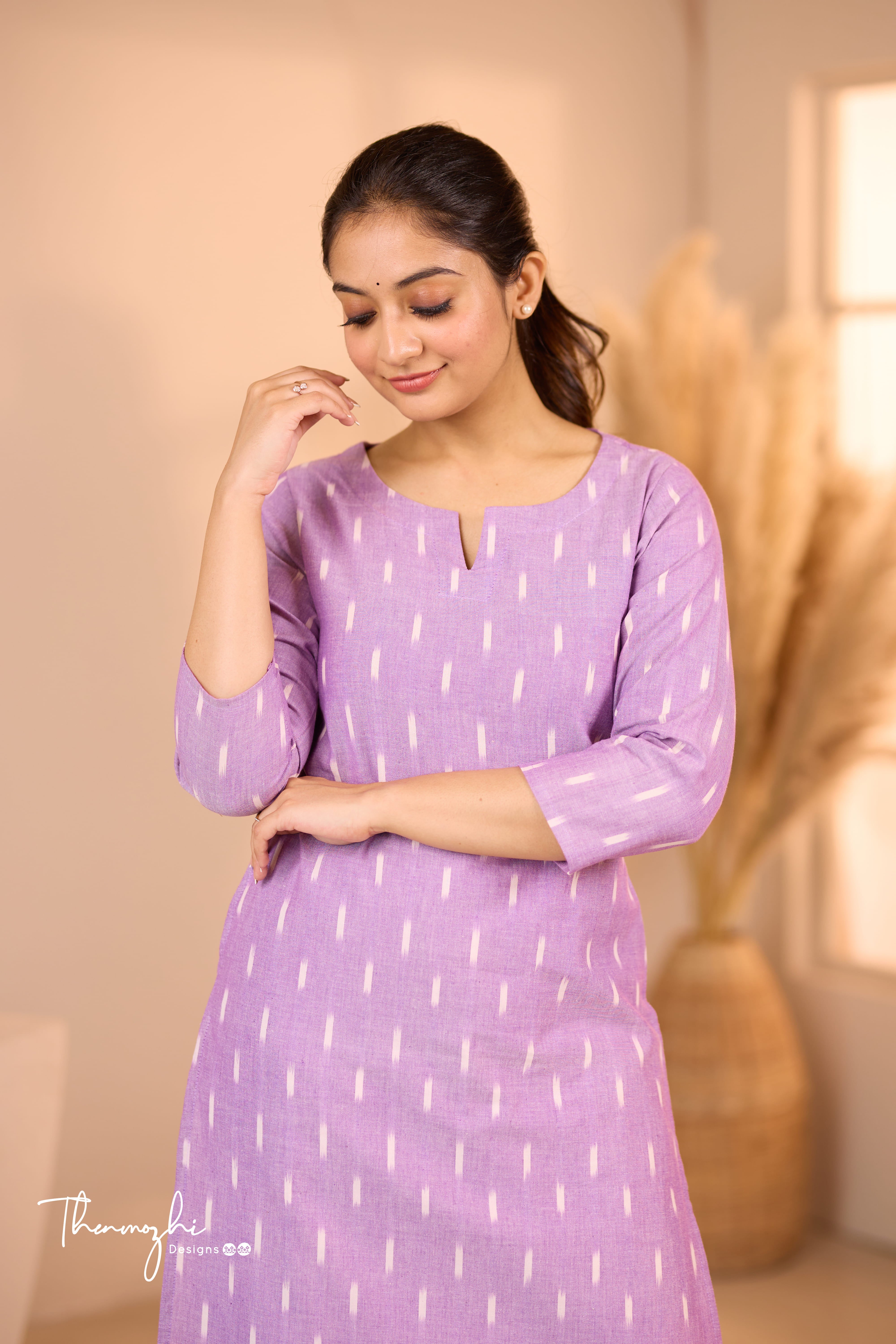 Lilac Ikkat Cotton Kurta