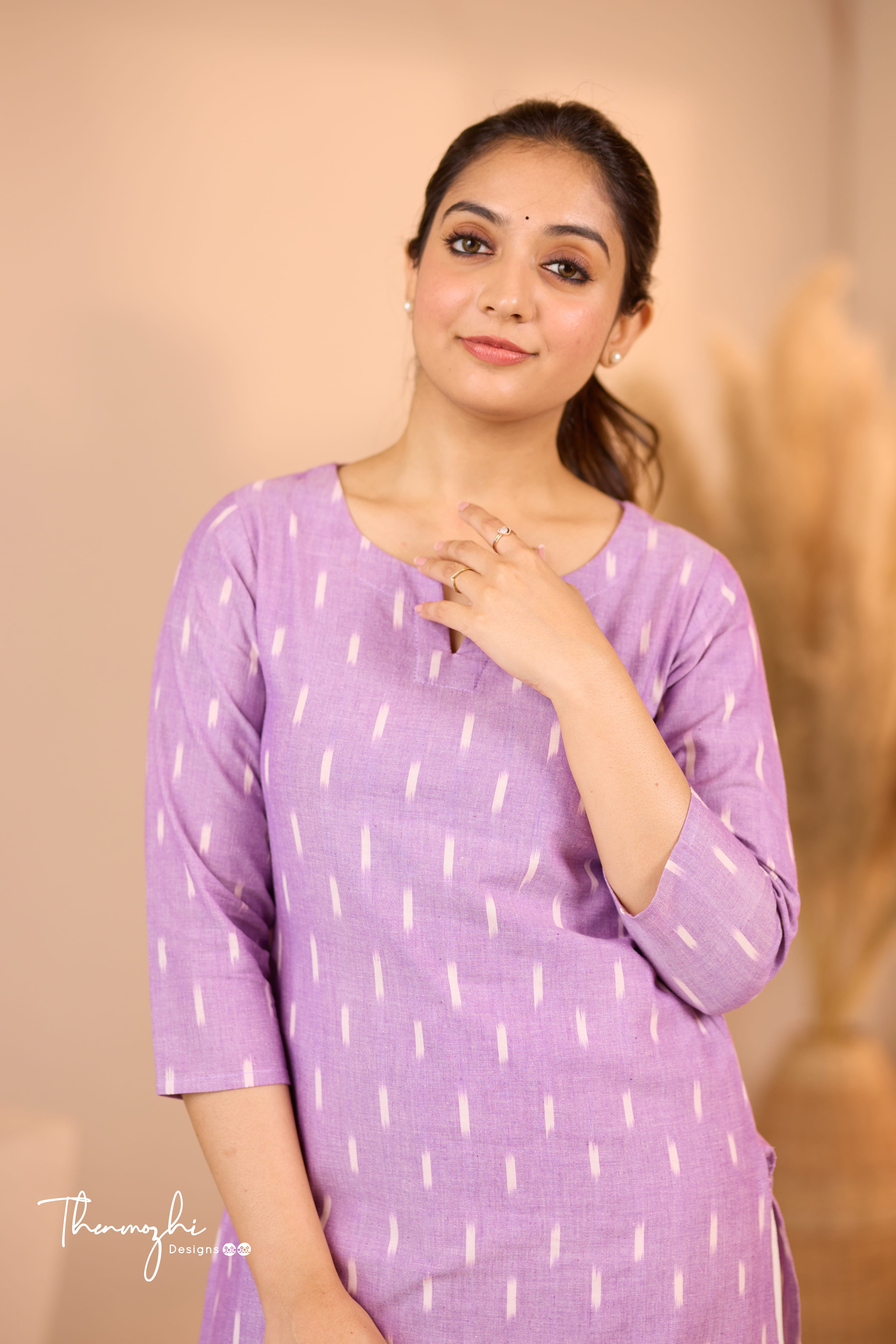 Lilac Ikkat Cotton Kurta