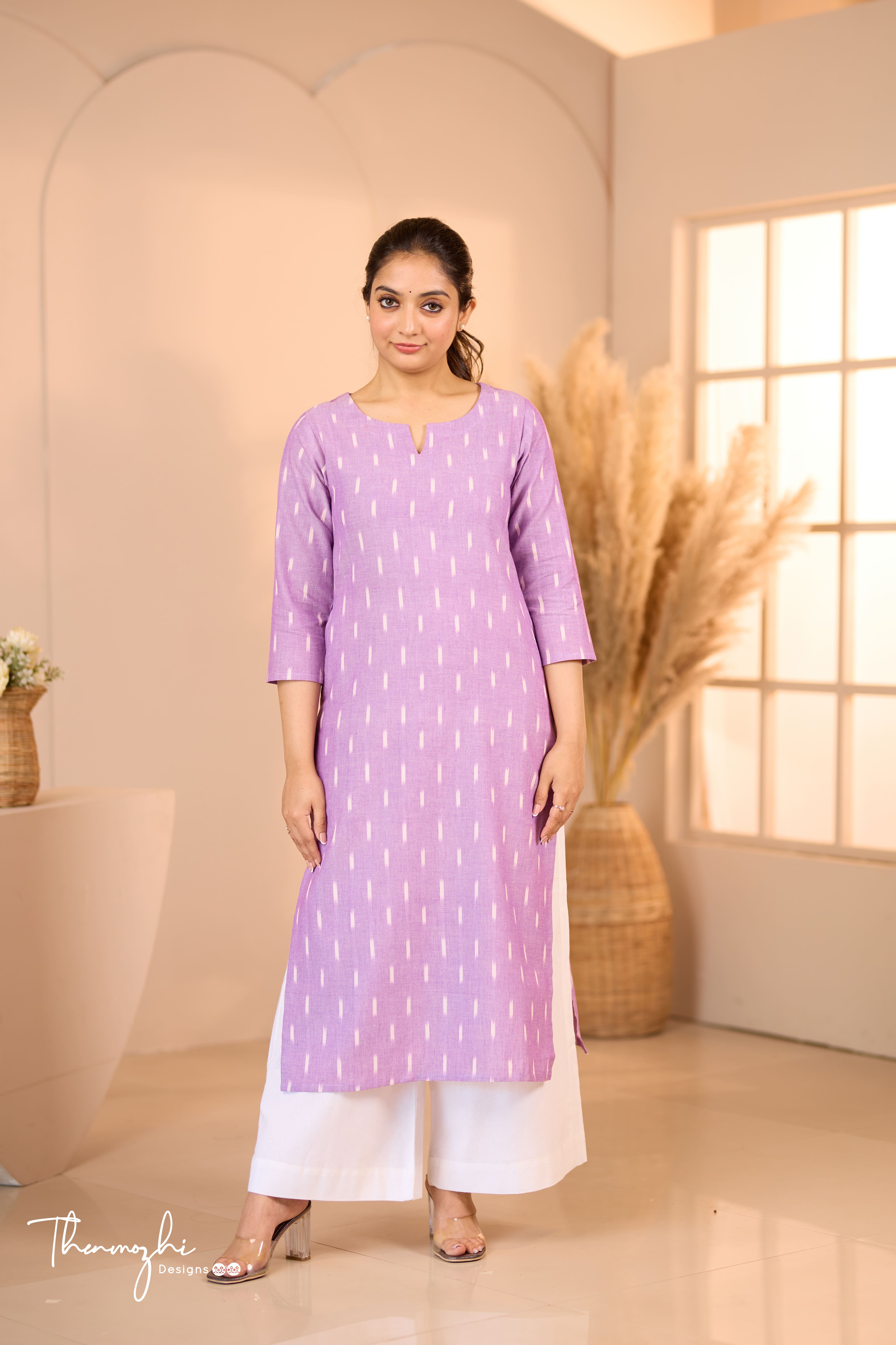 Lilac Ikkat Cotton Kurta