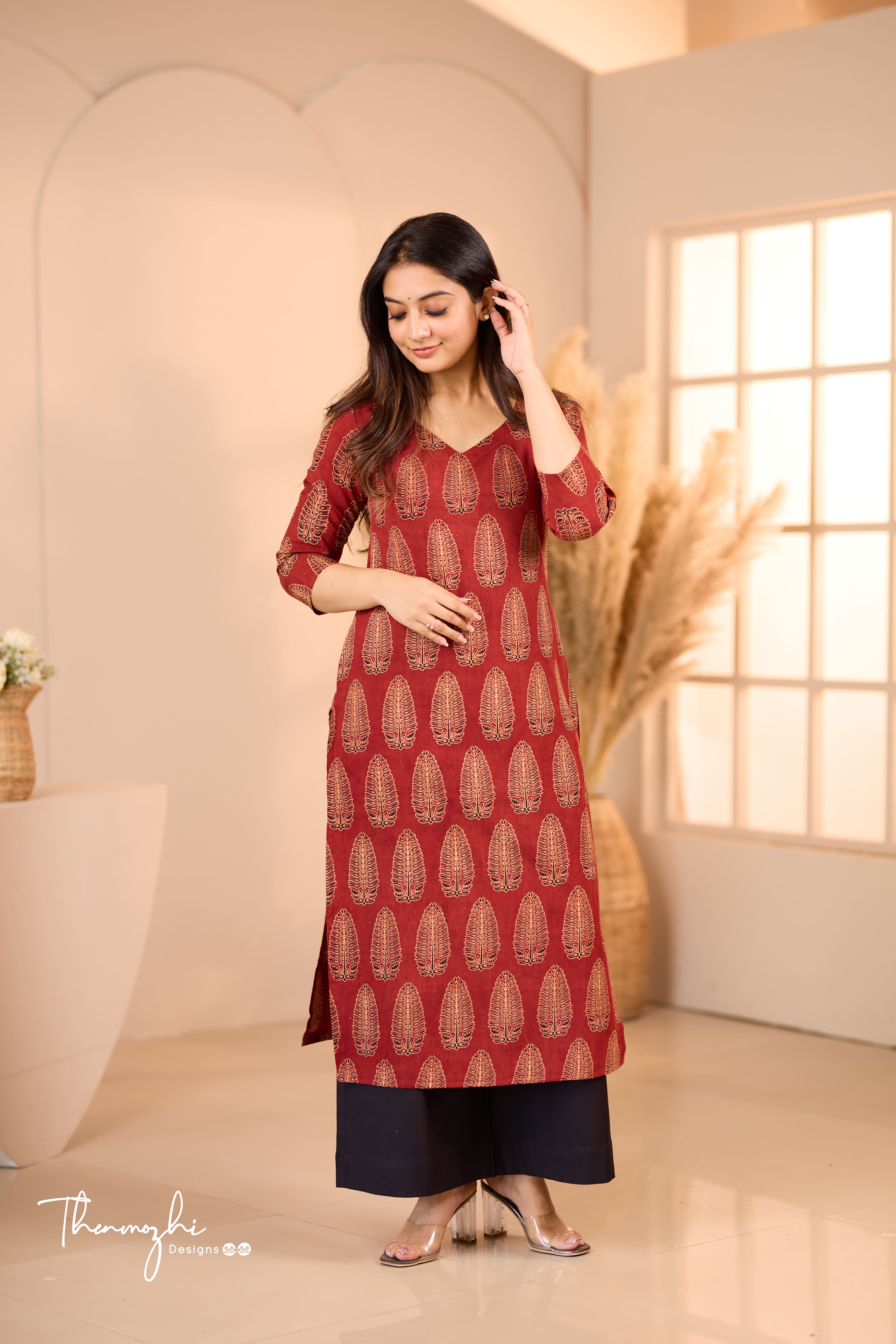 Maroon Ajrakh Kurta