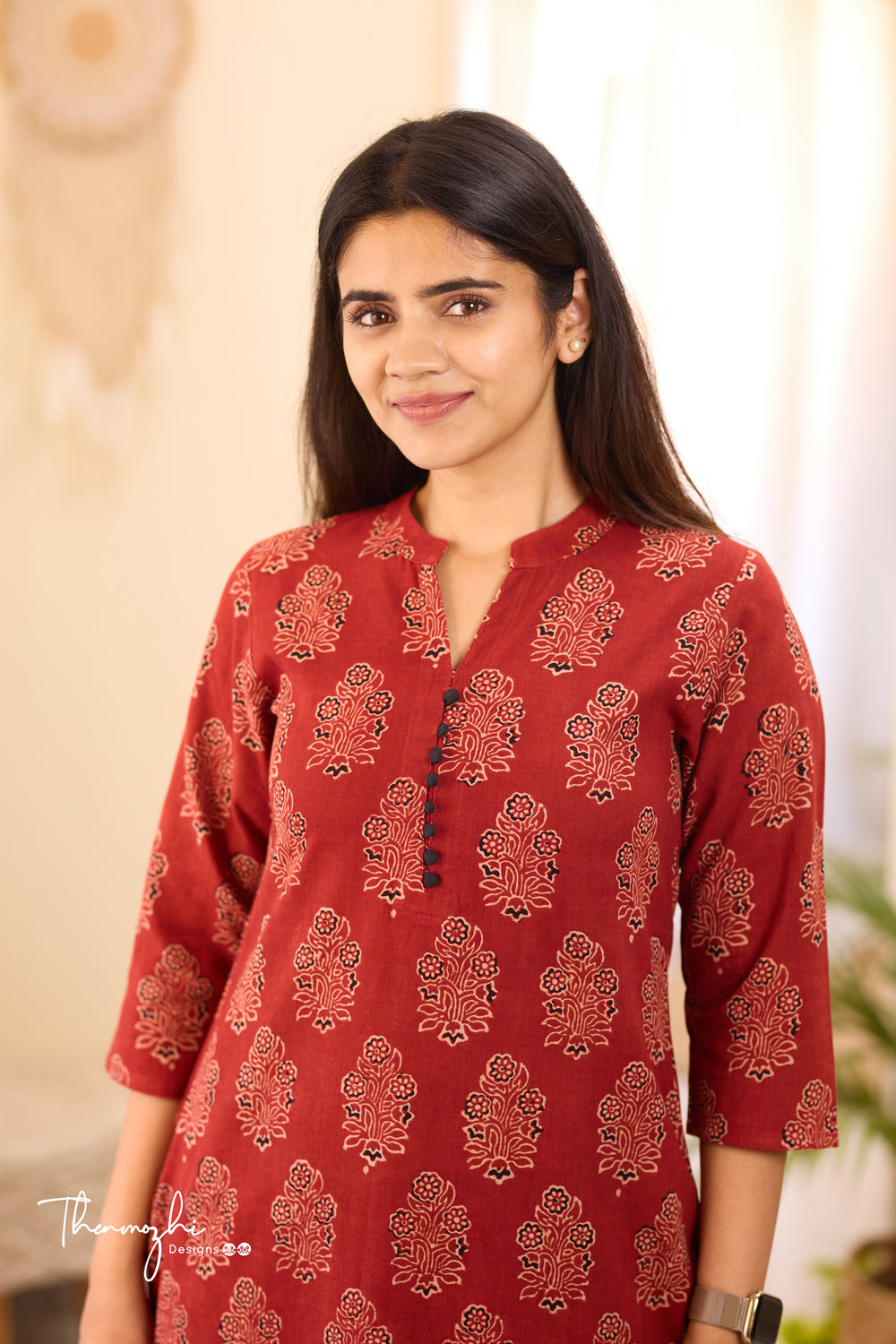 Red Ajrakh Kurta