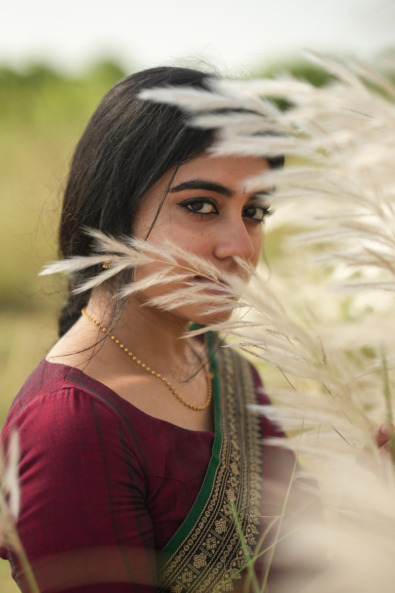 Ramya Maroon & Green Narayanpet Saree