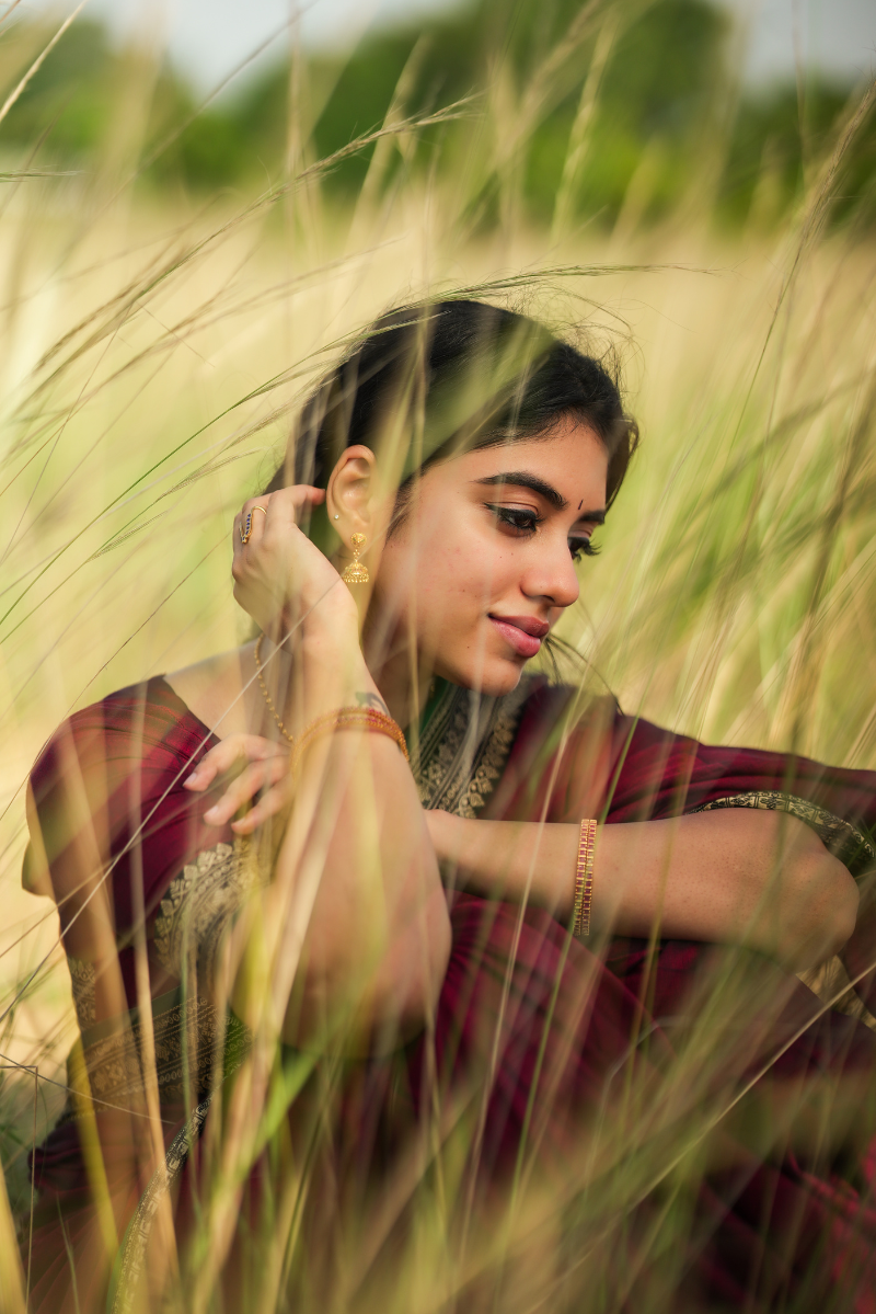 Ramya Maroon & Green Narayanpet Saree