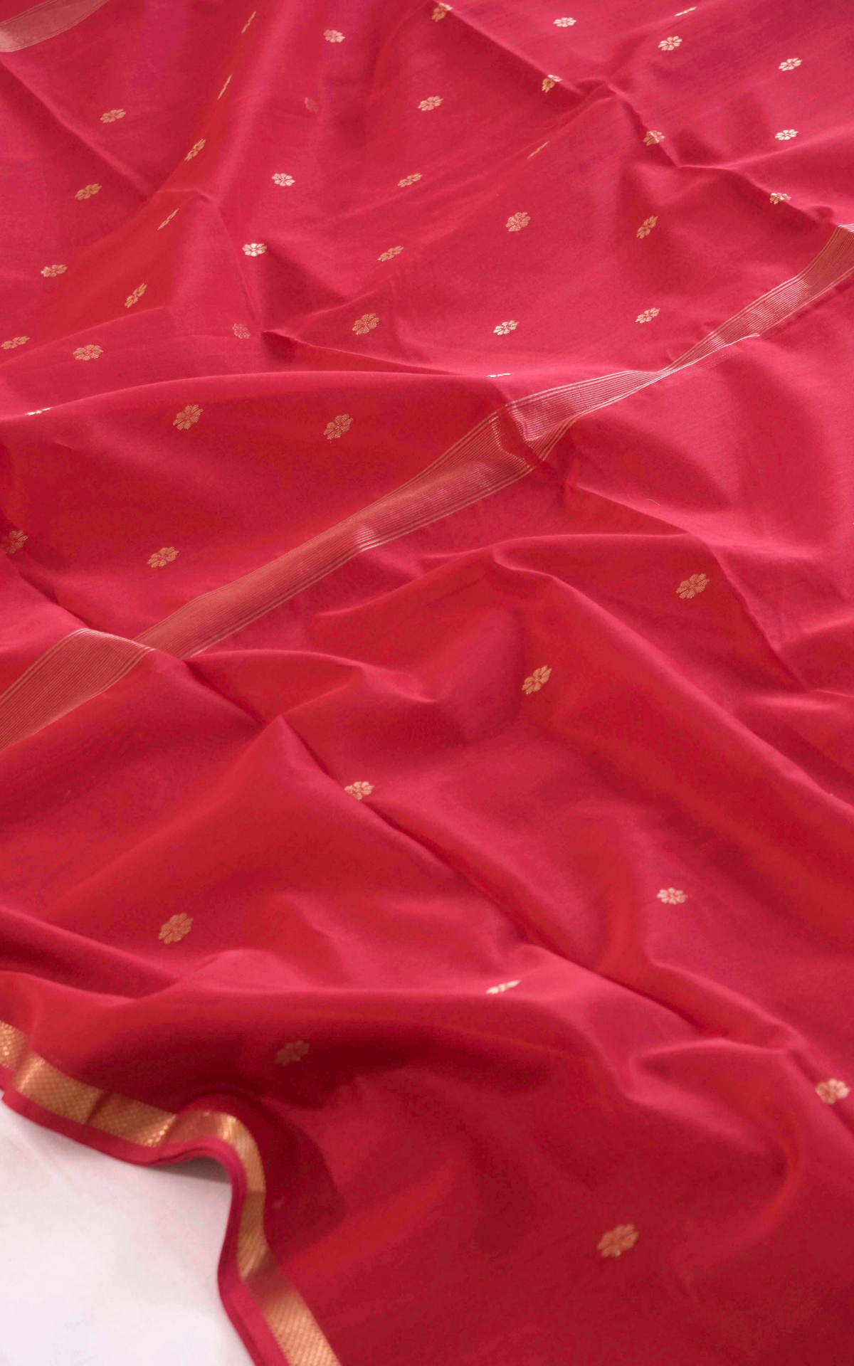 Ethnic Ruby Red Maheshwari Silk Cotton Saree