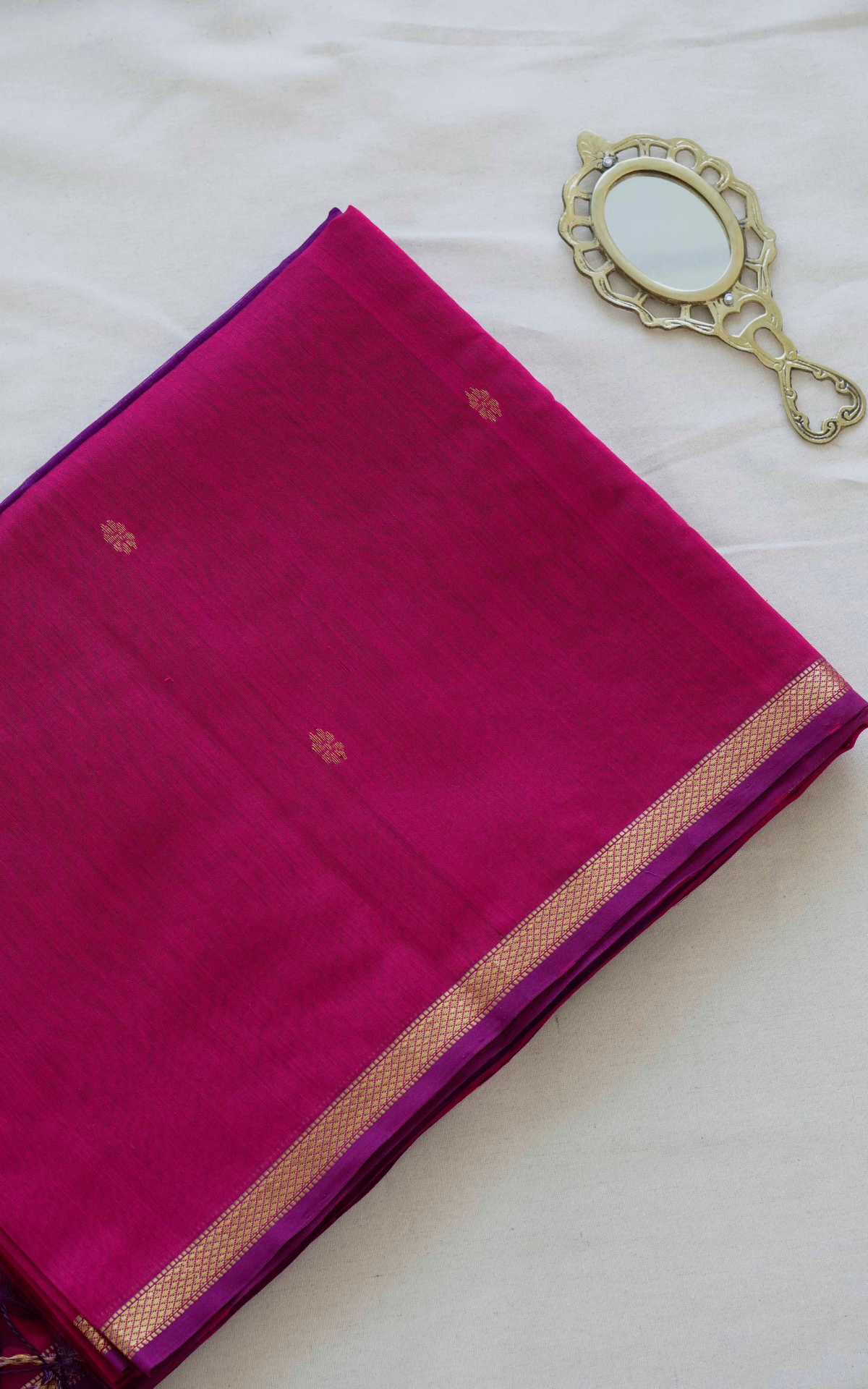 Ethnic Rani Pink and Purple Maheshwari Silk Cotton Saree