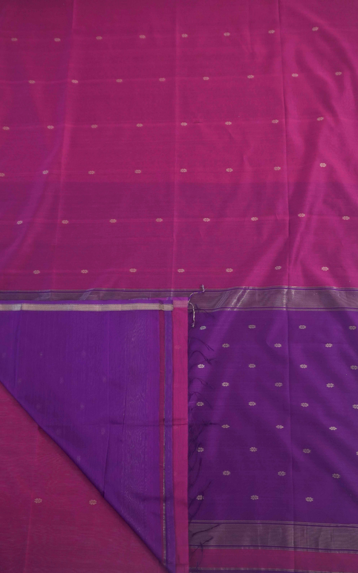 Ethnic Rani Pink and Purple Maheshwari Silk Cotton Saree