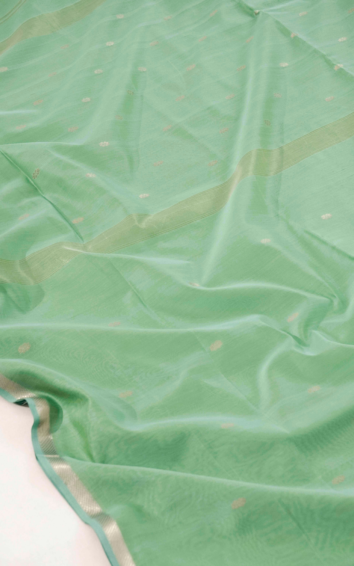 Ethnic Seafoam Green Maheshwari Silk Cotton Saree
