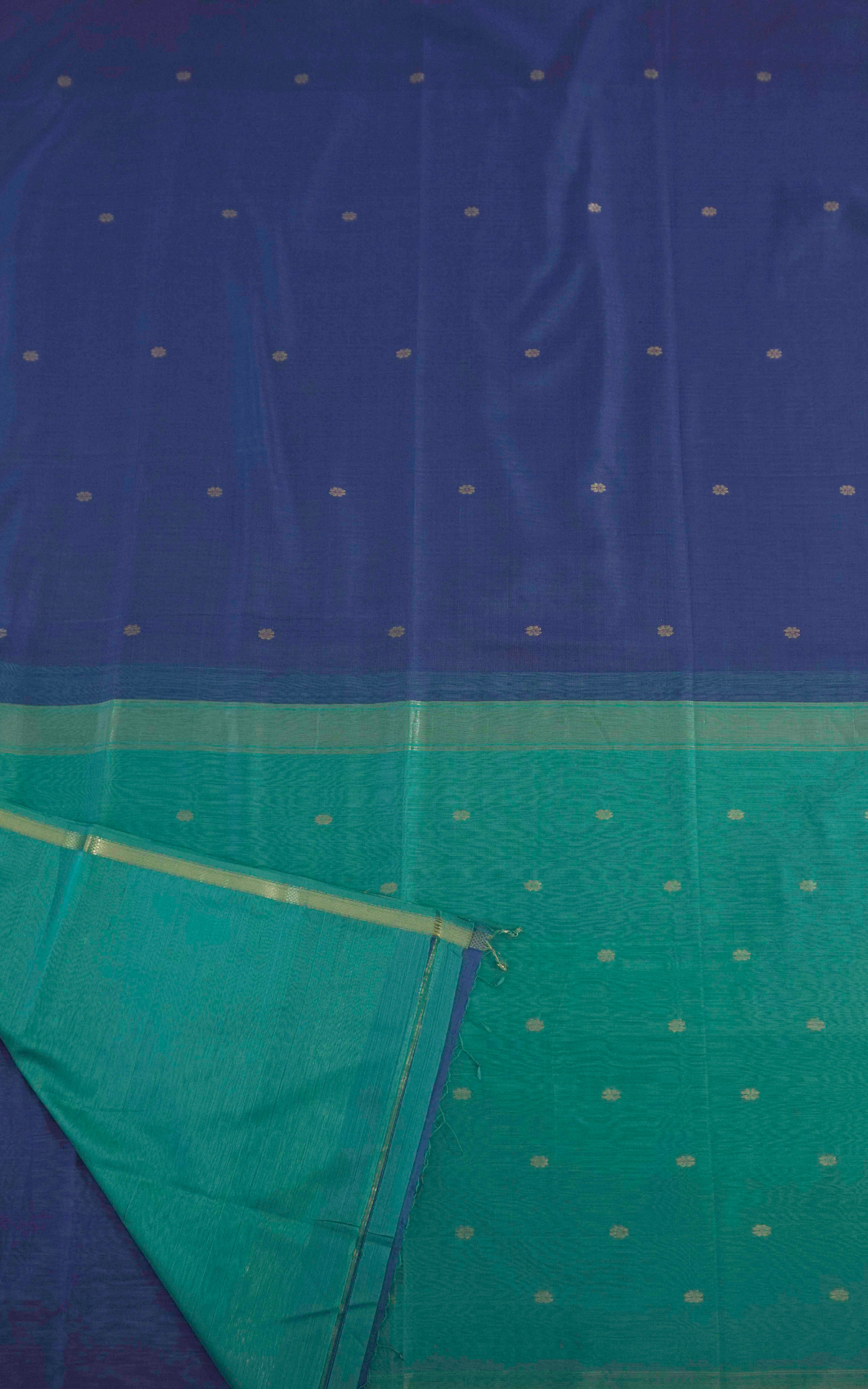 Ethnic Peacock Blue and Ocean Teal Maheshwari Silk Cotton Saree