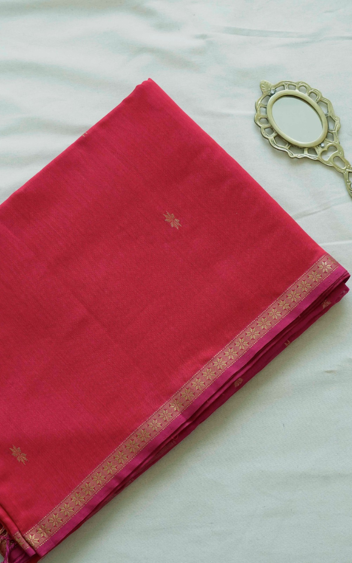 Ethnic Red and Pink Maheshwari Silk Cotton Saree