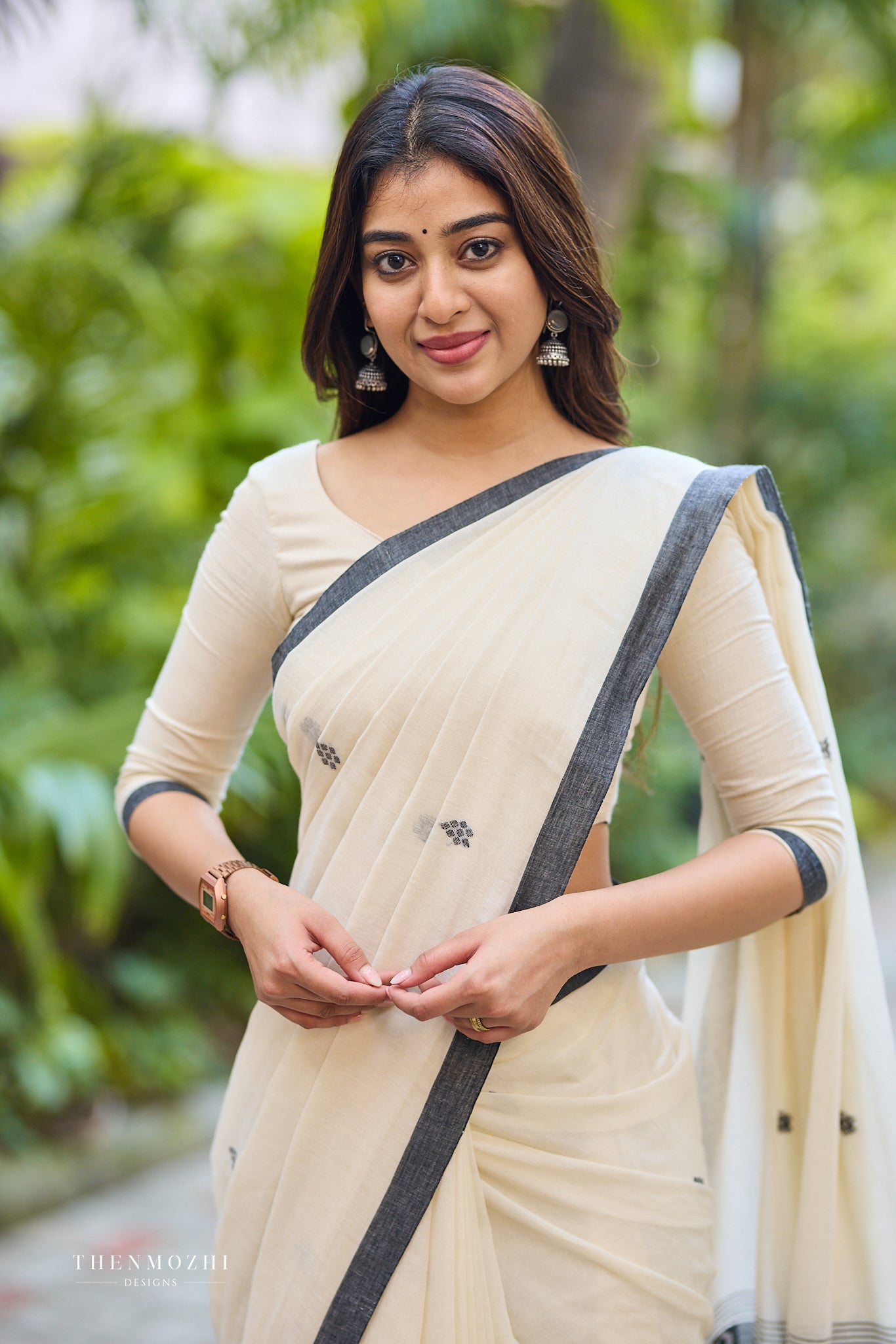 White Feather Bengal Cotton Saree