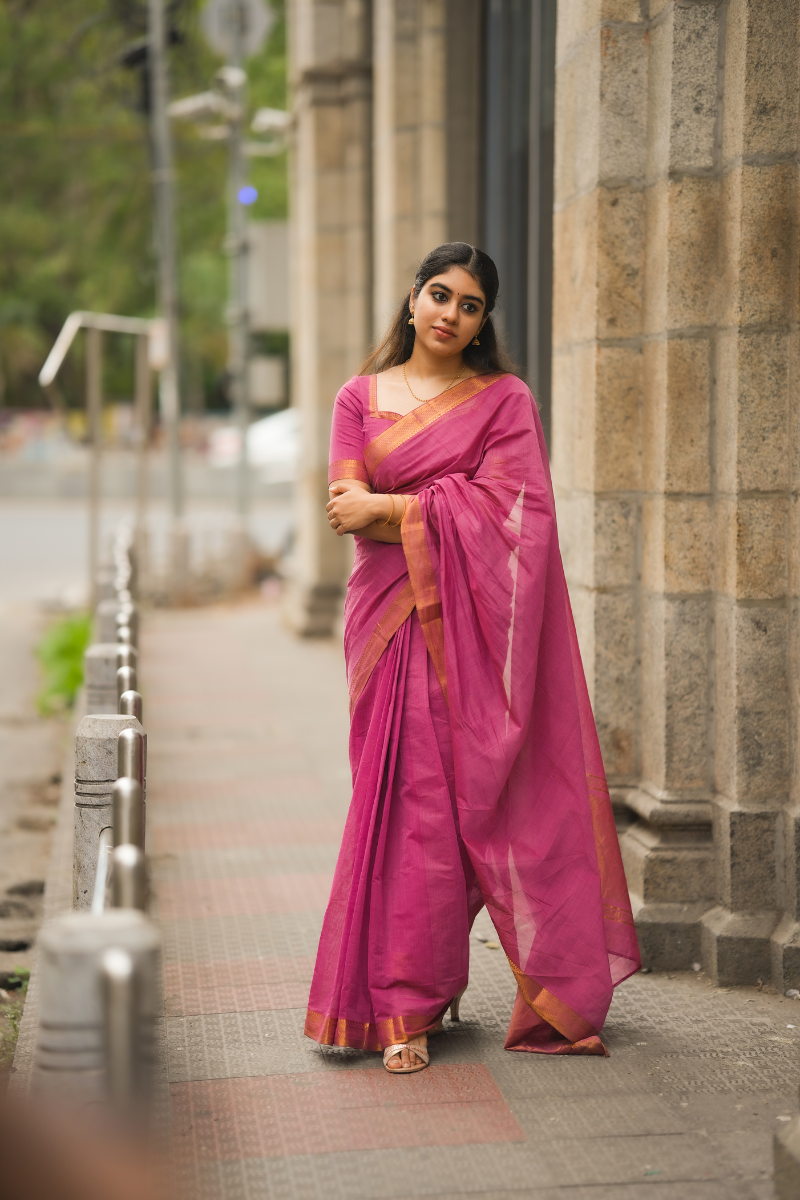 Ramya Ranganathan Pink - Mangalagiri Cotton Saree with Nizam Border