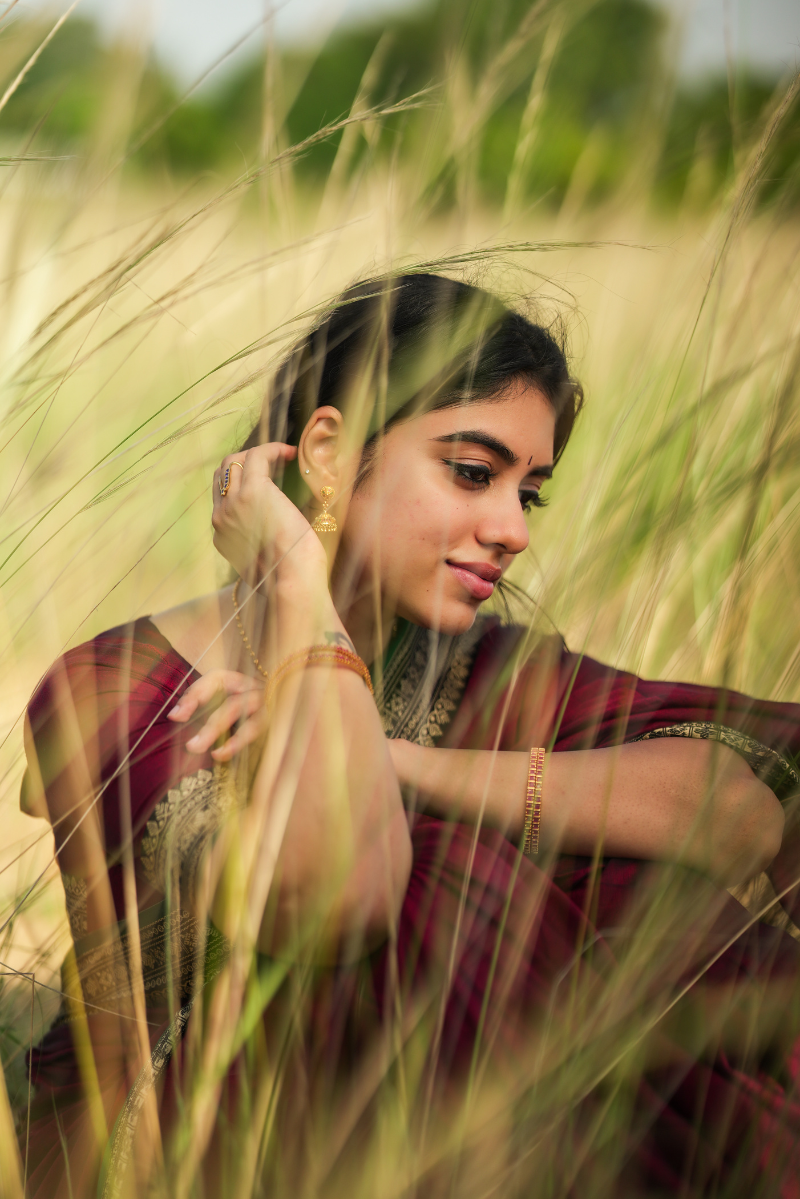 Ramya Maroon & Green Narayanpet Saree