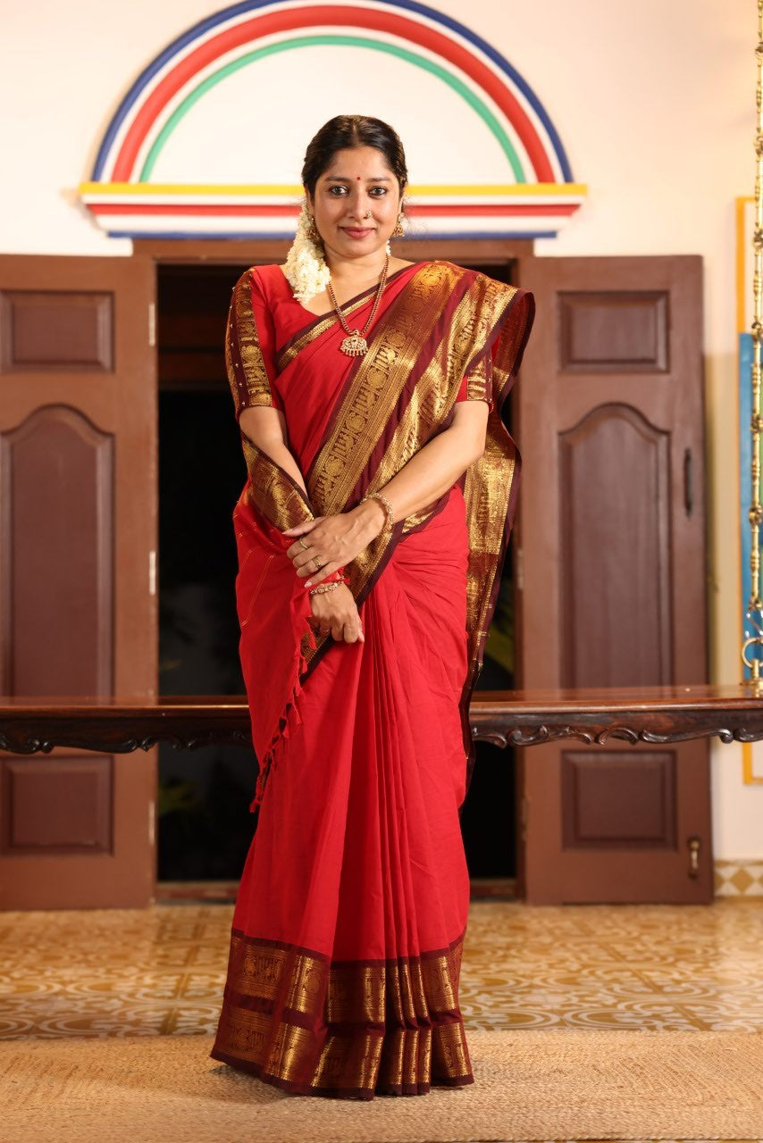 Rettapet Border Chettinad Cotton Saree CW591