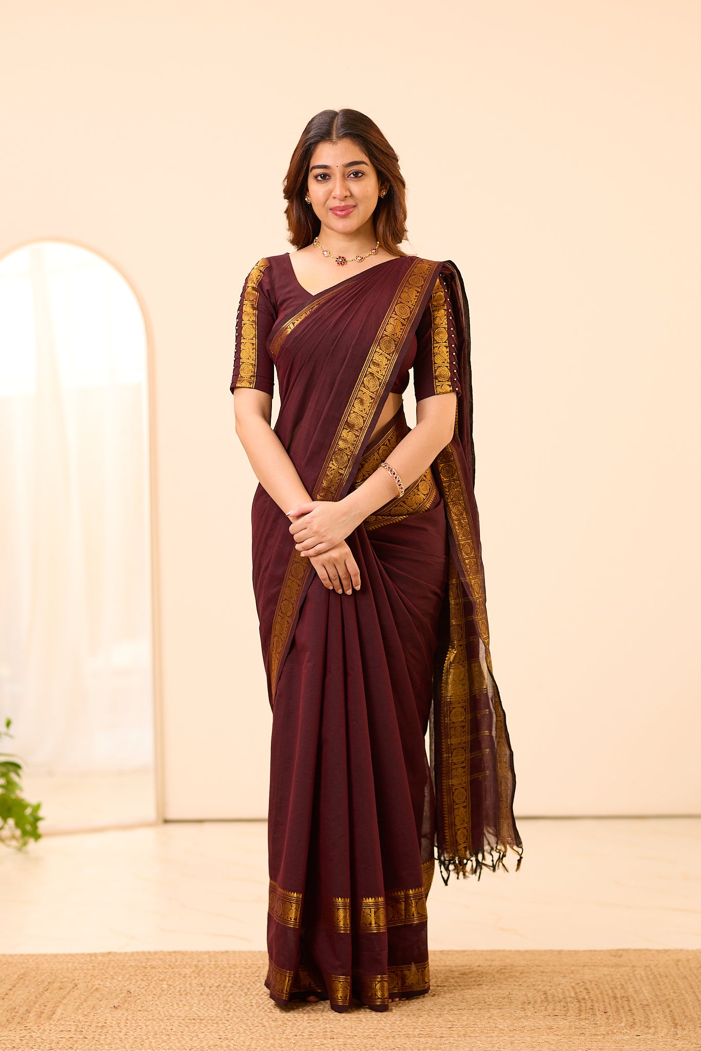 Rich Coffee Brown Chettinad Cotton Saree