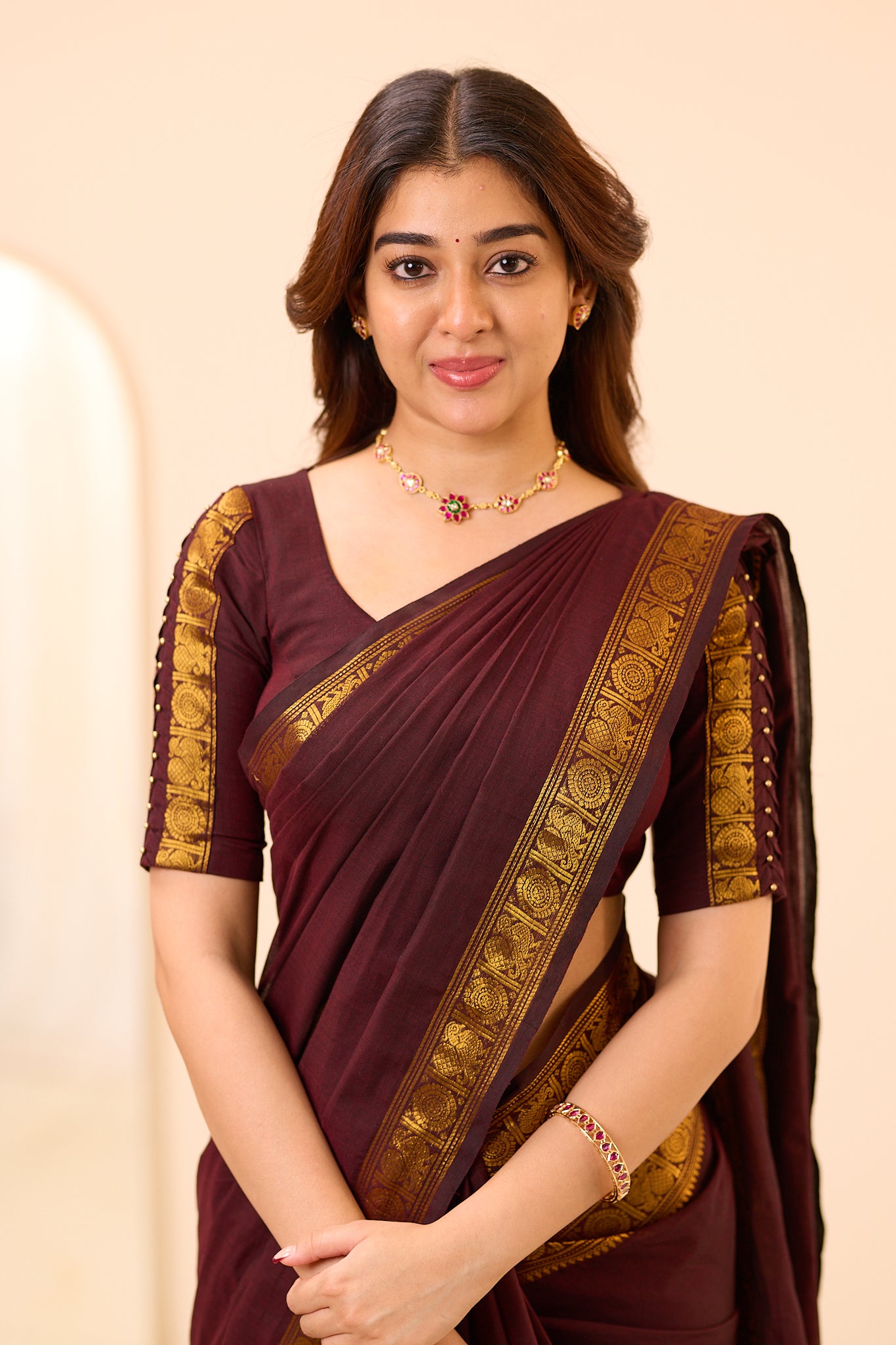 Rich Coffee Brown Chettinad Cotton Saree