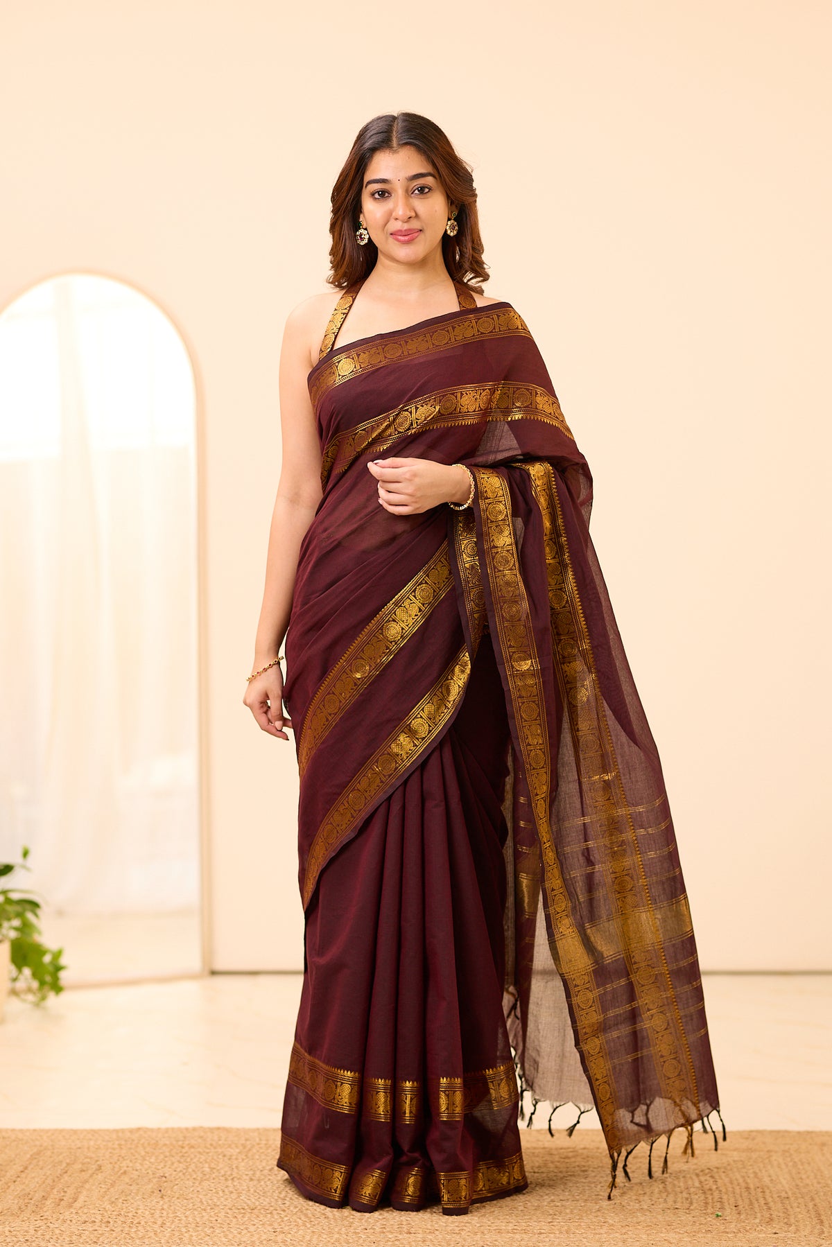 Rich Coffee Brown Chettinad Cotton Saree
