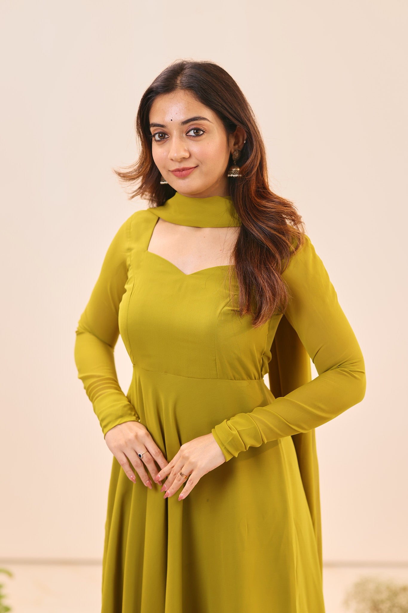 Olive Green Georgette Anarkali
