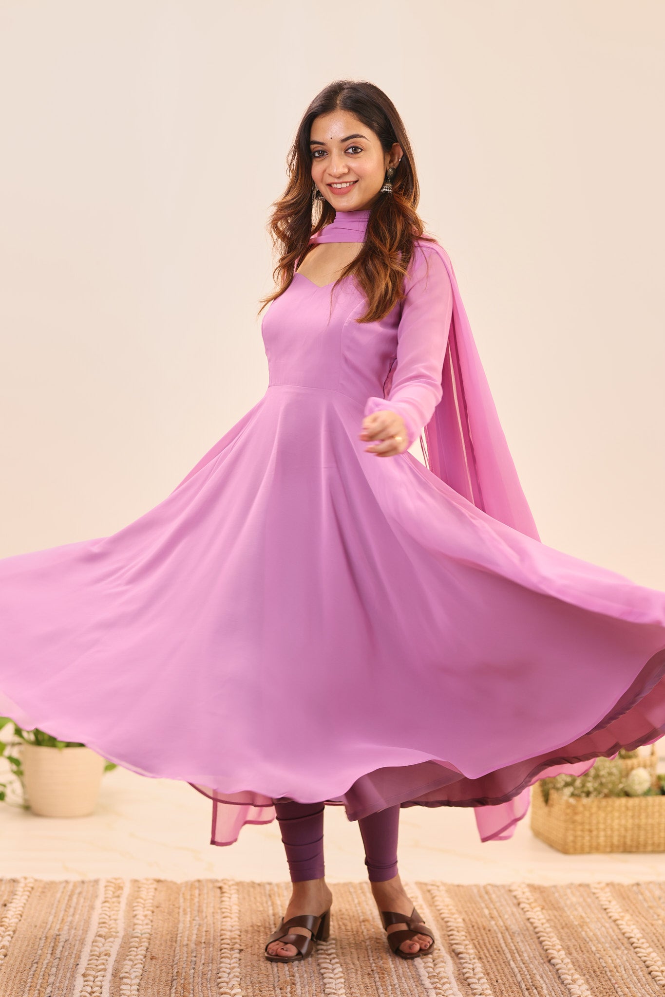 Royal Lilac Georgette Anarkali