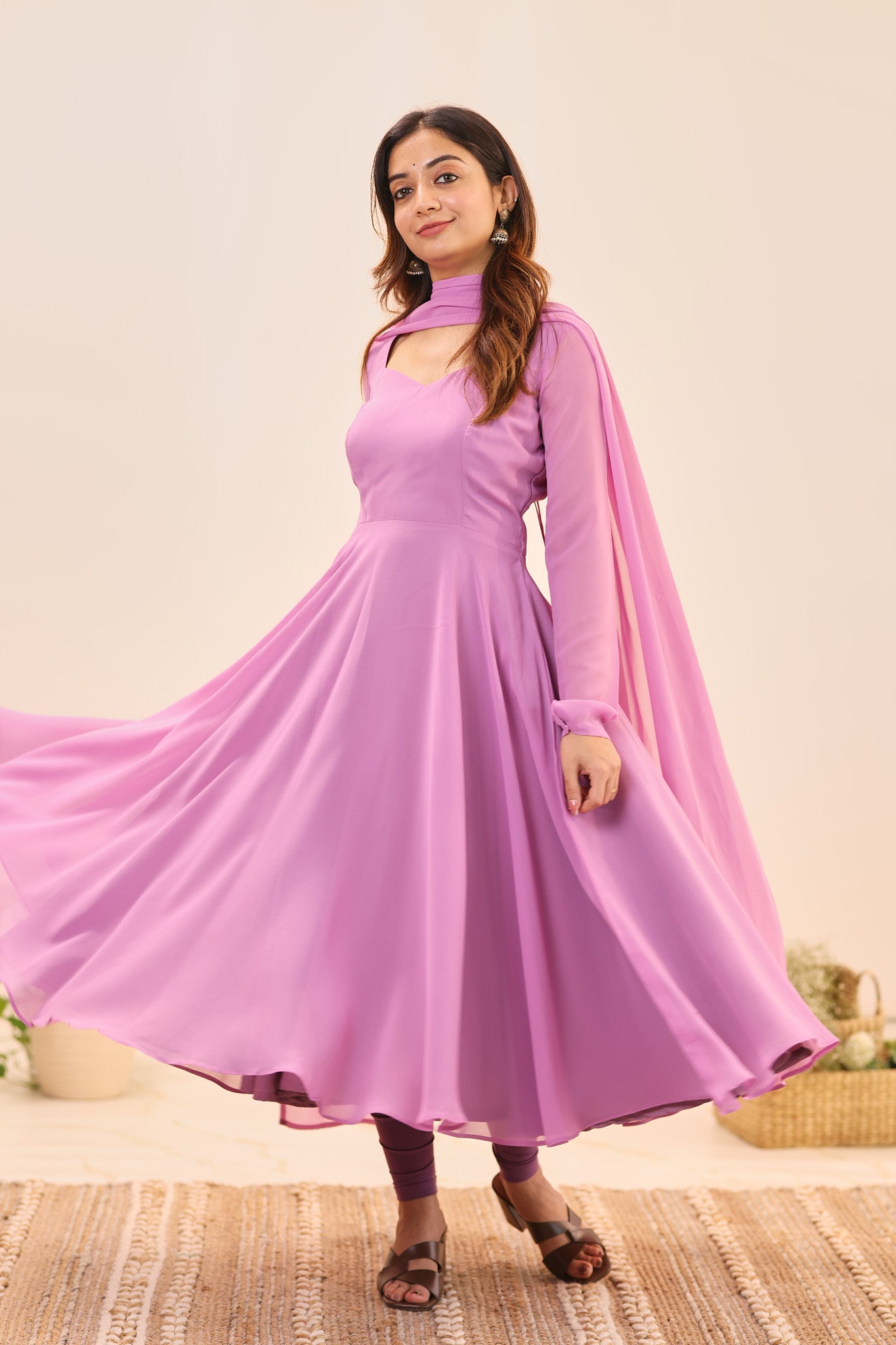 Royal Lilac Georgette Anarkali