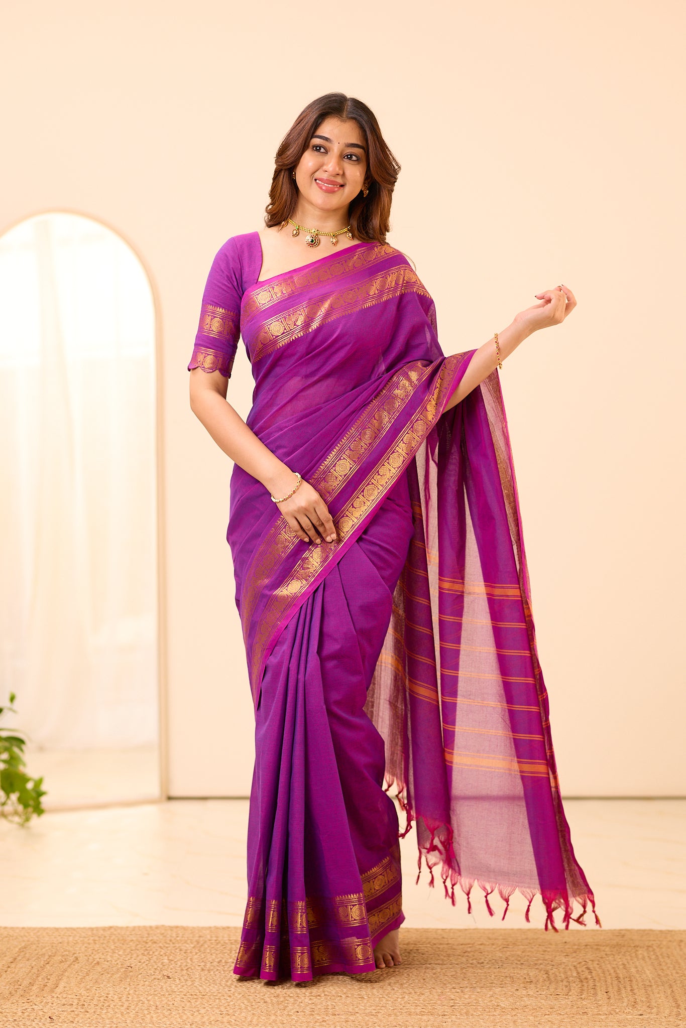Imperial Purple Chettinad Cotton Saree