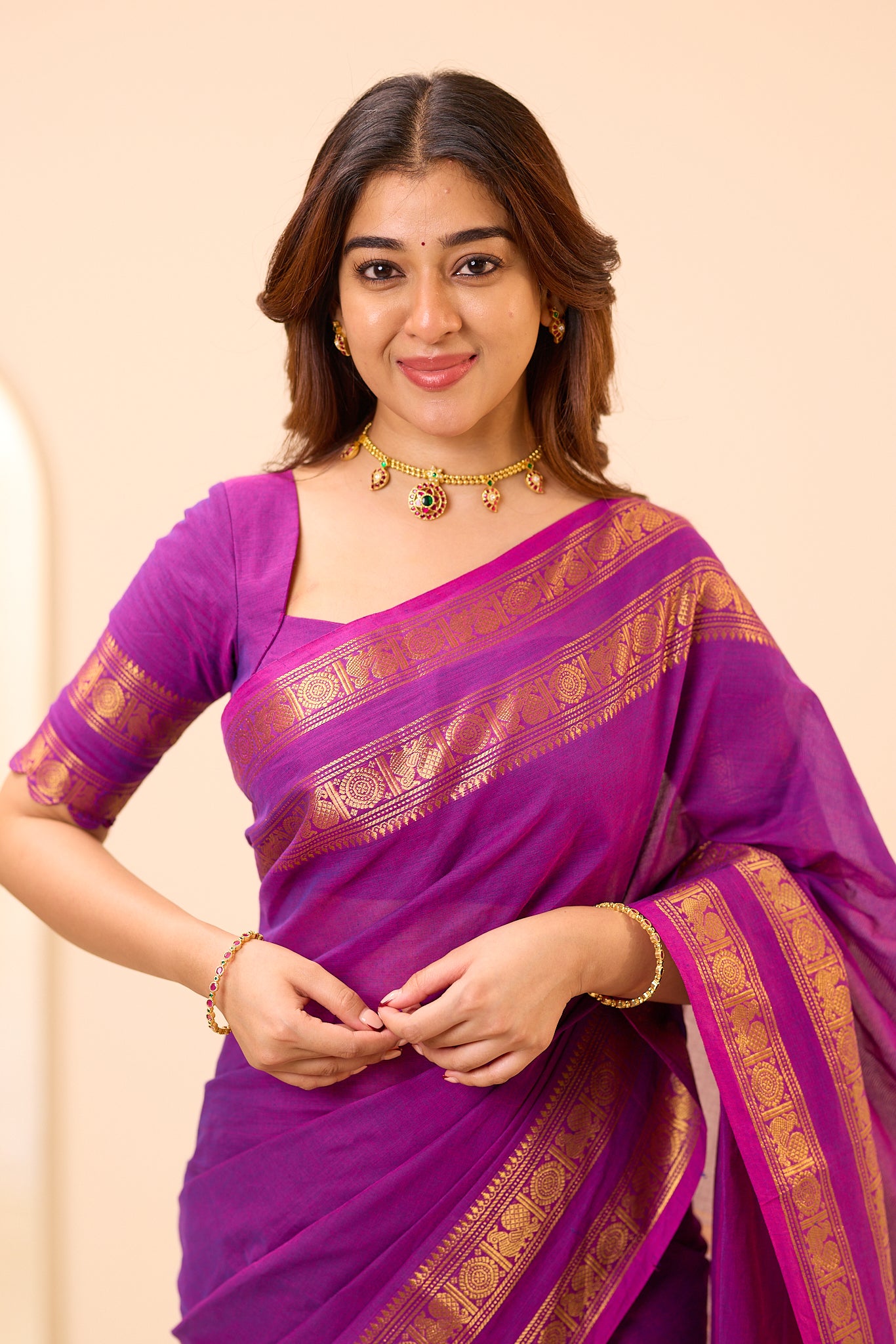 Imperial Purple Chettinad Cotton Saree