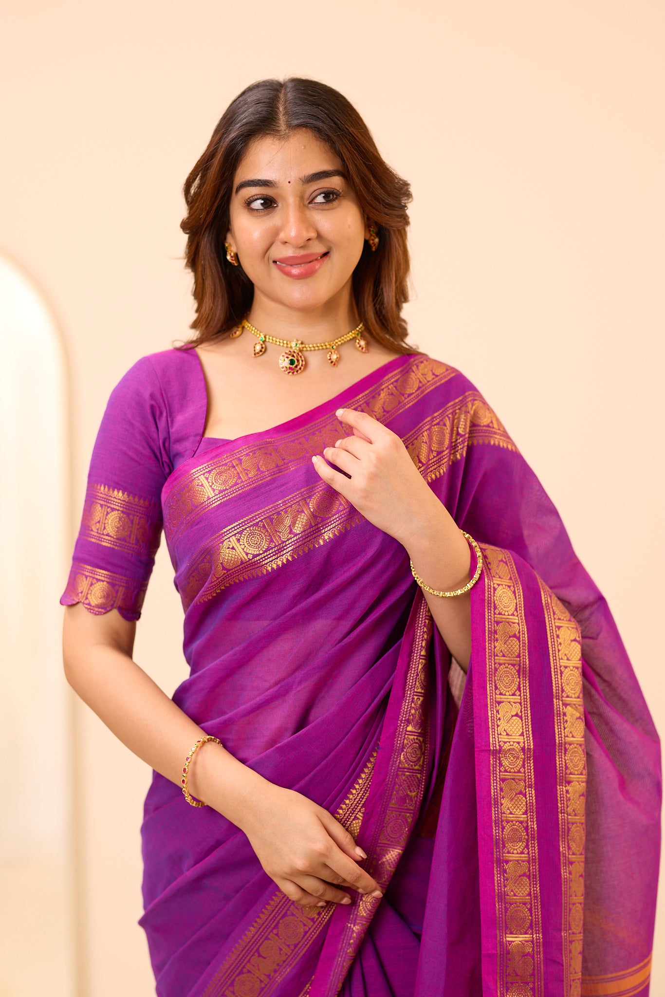 Imperial Purple Chettinad Cotton Saree