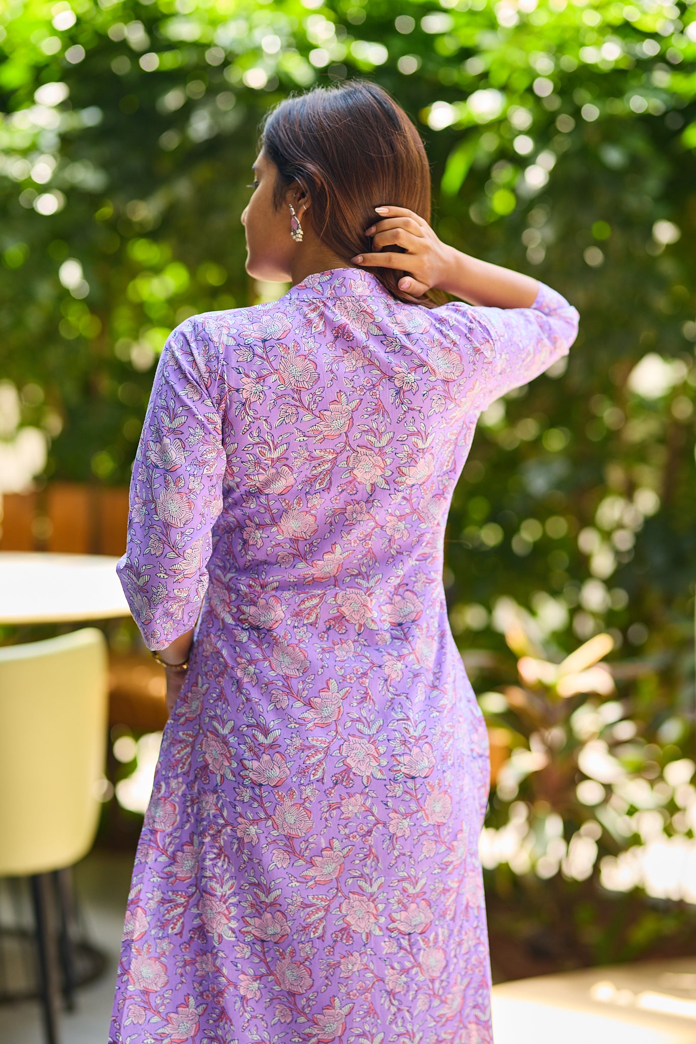 Royal Lilac Floral Block Print Cotton Salwar suit set with Kota Dupatta