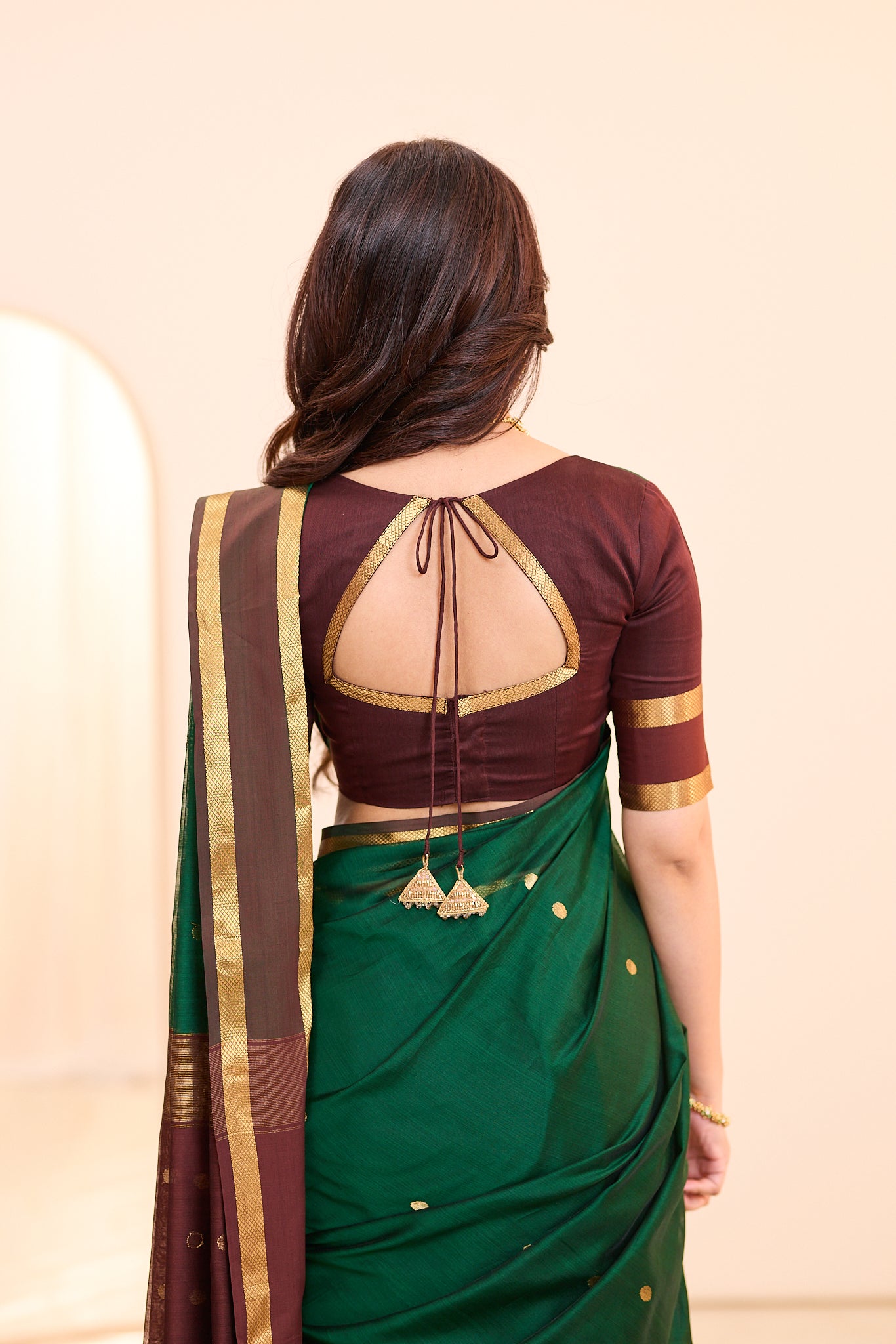 Regal Emerald Maheshwari Silk Cotton Saree