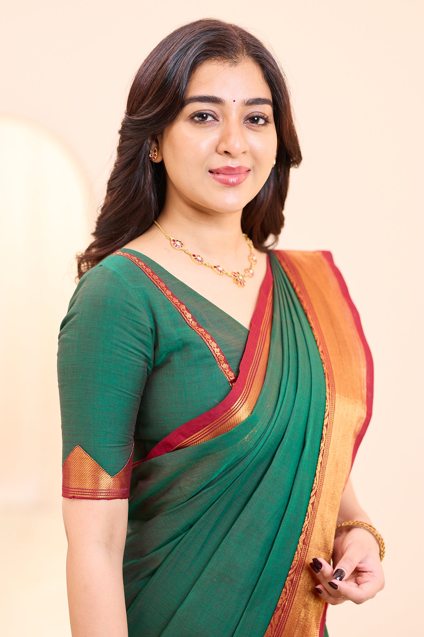Evergreen Teal Green Chettinad Cotton Saree