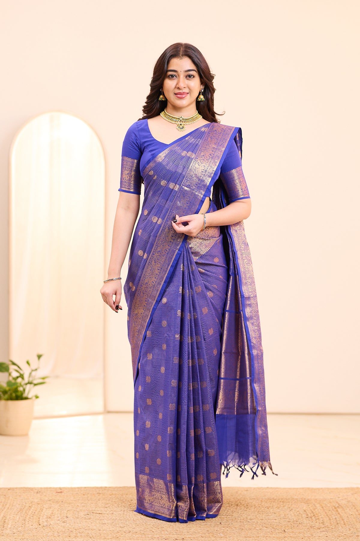 Blueberry Purple Chettinad Cotton Saree