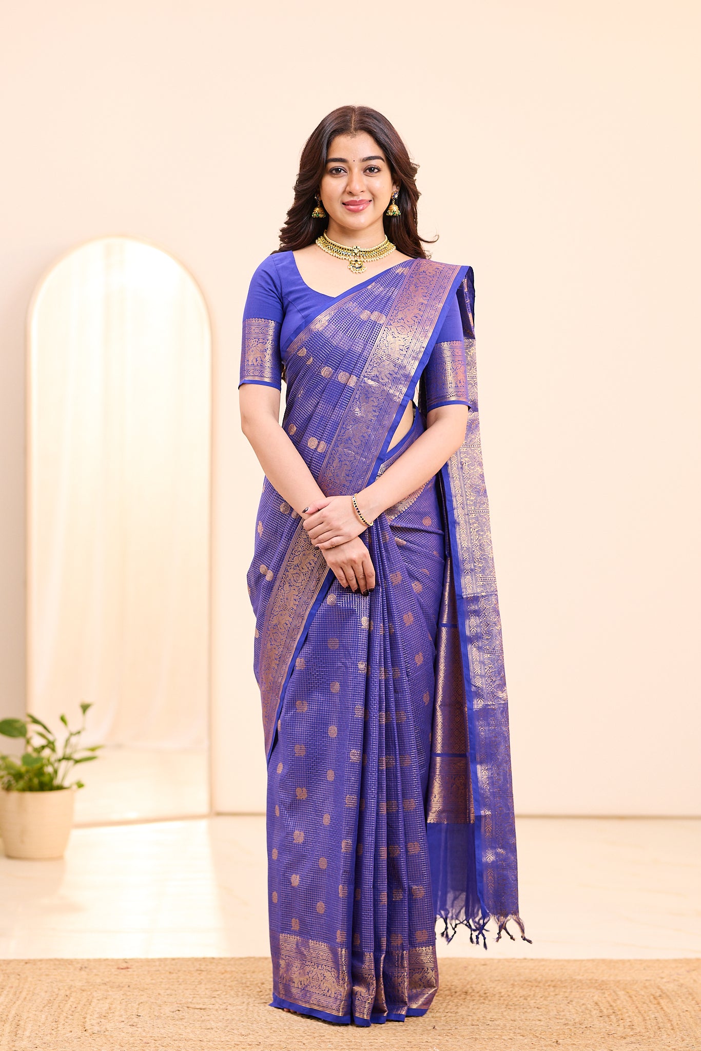 Blueberry Purple Chettinad Cotton Saree