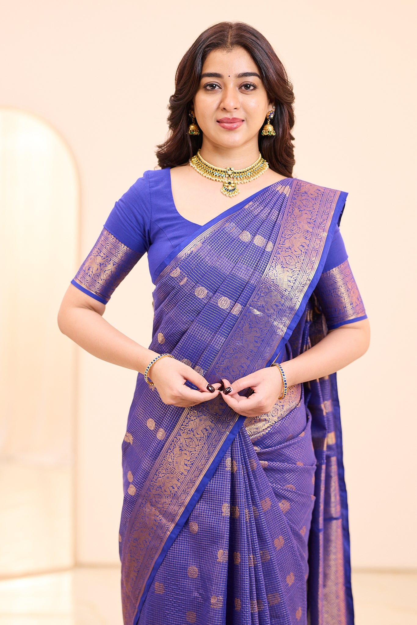 Blueberry Purple Chettinad Cotton Saree