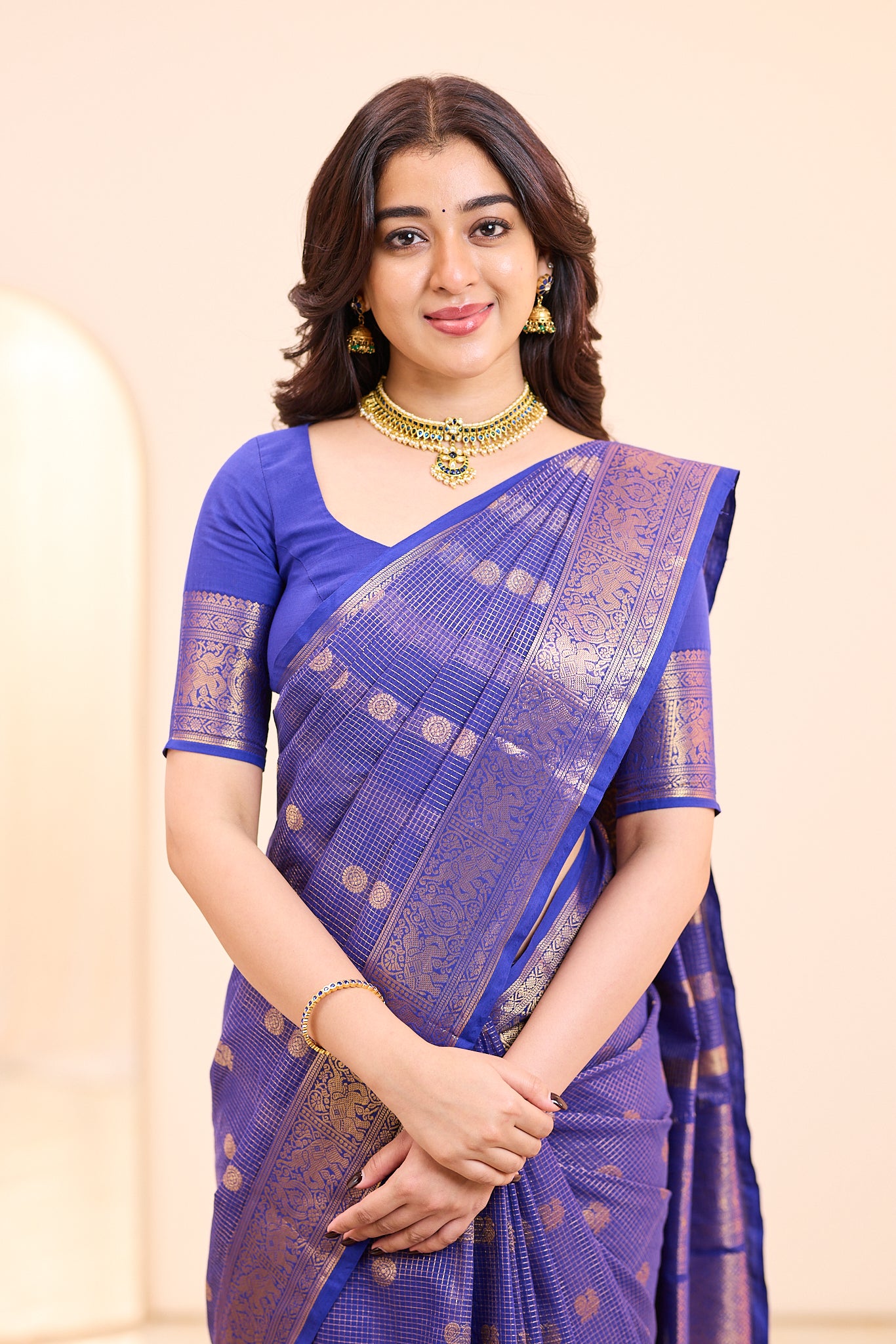 Blueberry Purple Chettinad Cotton Saree