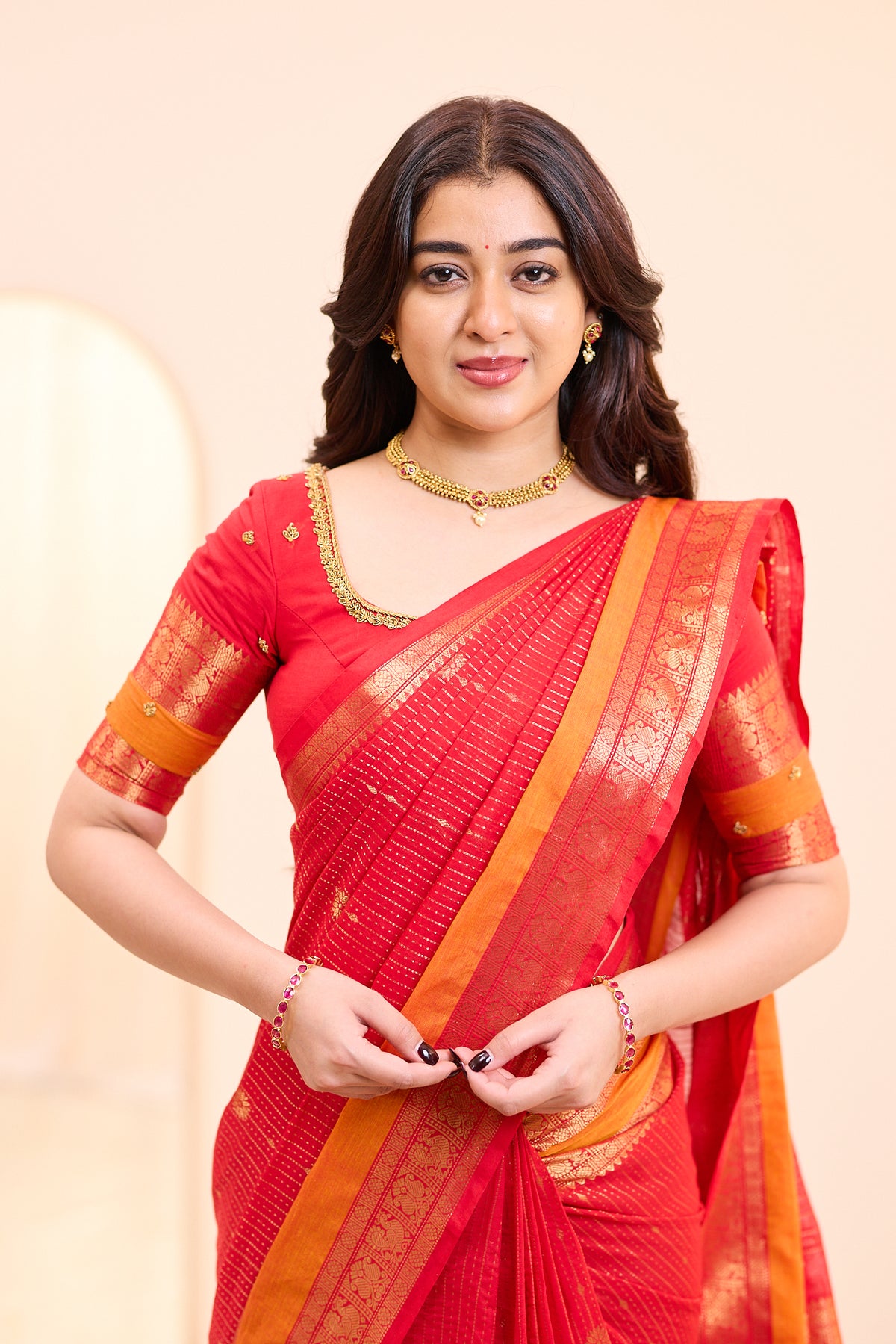 Paprika Red Chettinad Cotton Saree