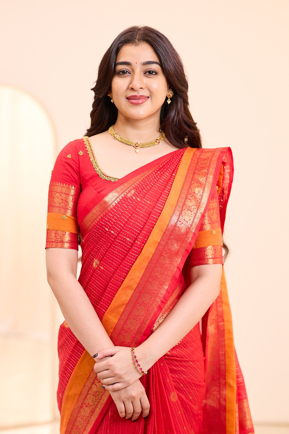Paprika Red Chettinad Cotton Saree