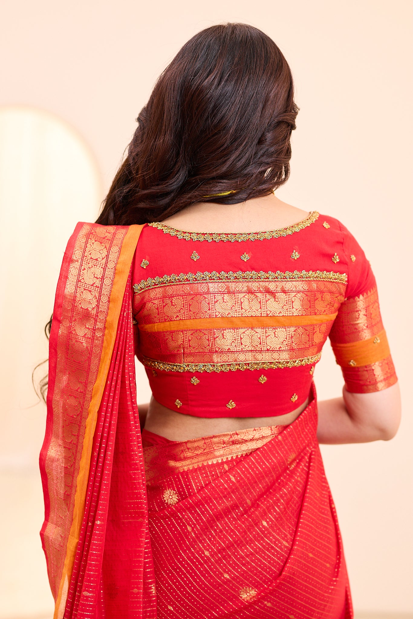 Paprika Red Chettinad Cotton Saree