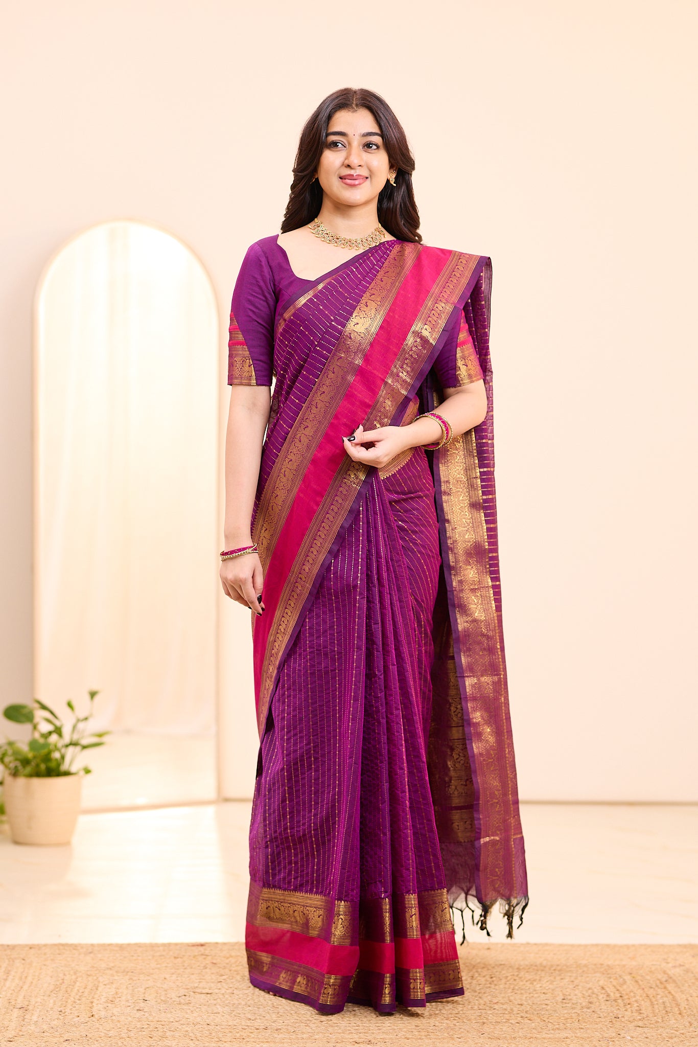 Mulberry Purple Chettinad Cotton Saree