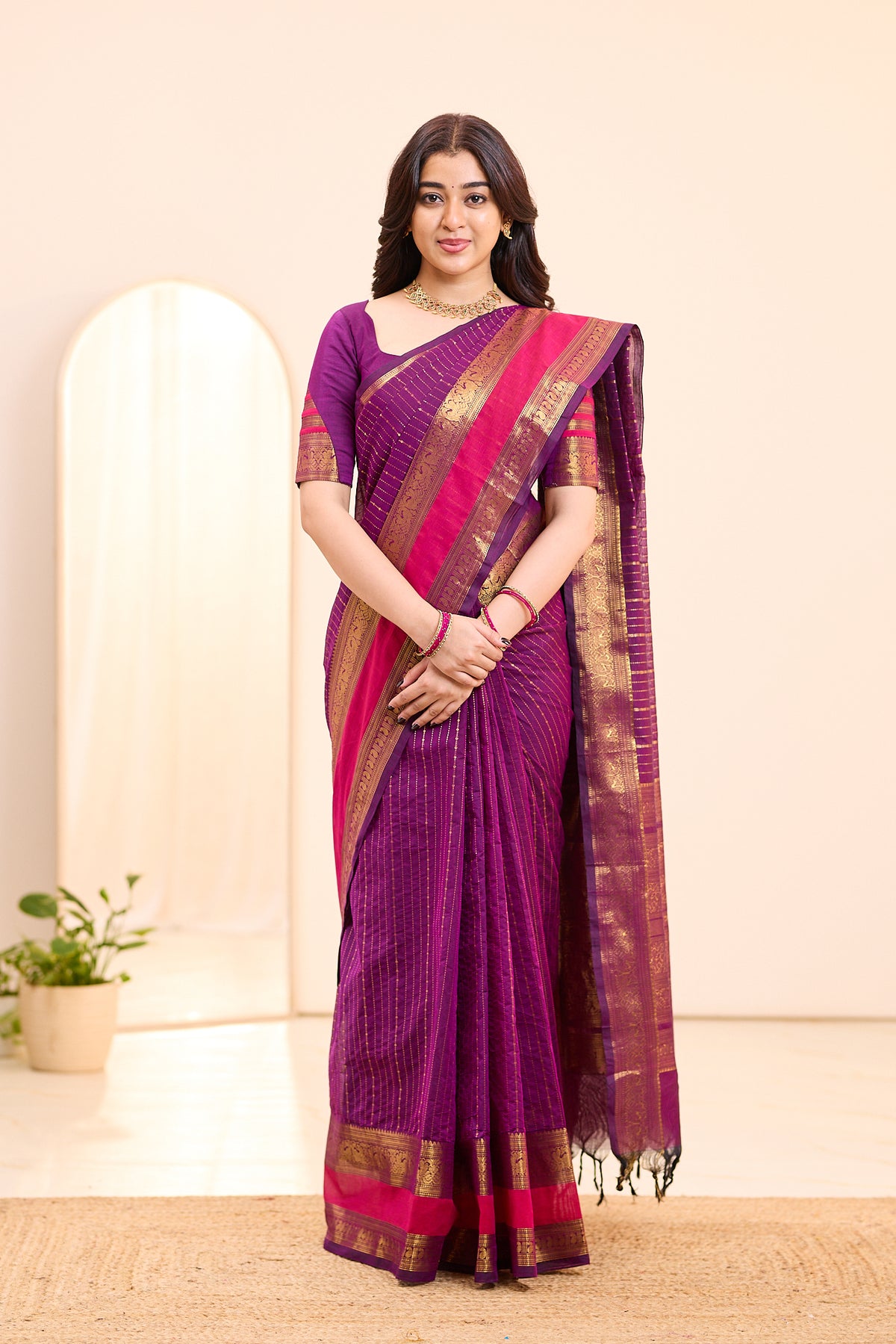 Mulberry Purple Chettinad Cotton Saree