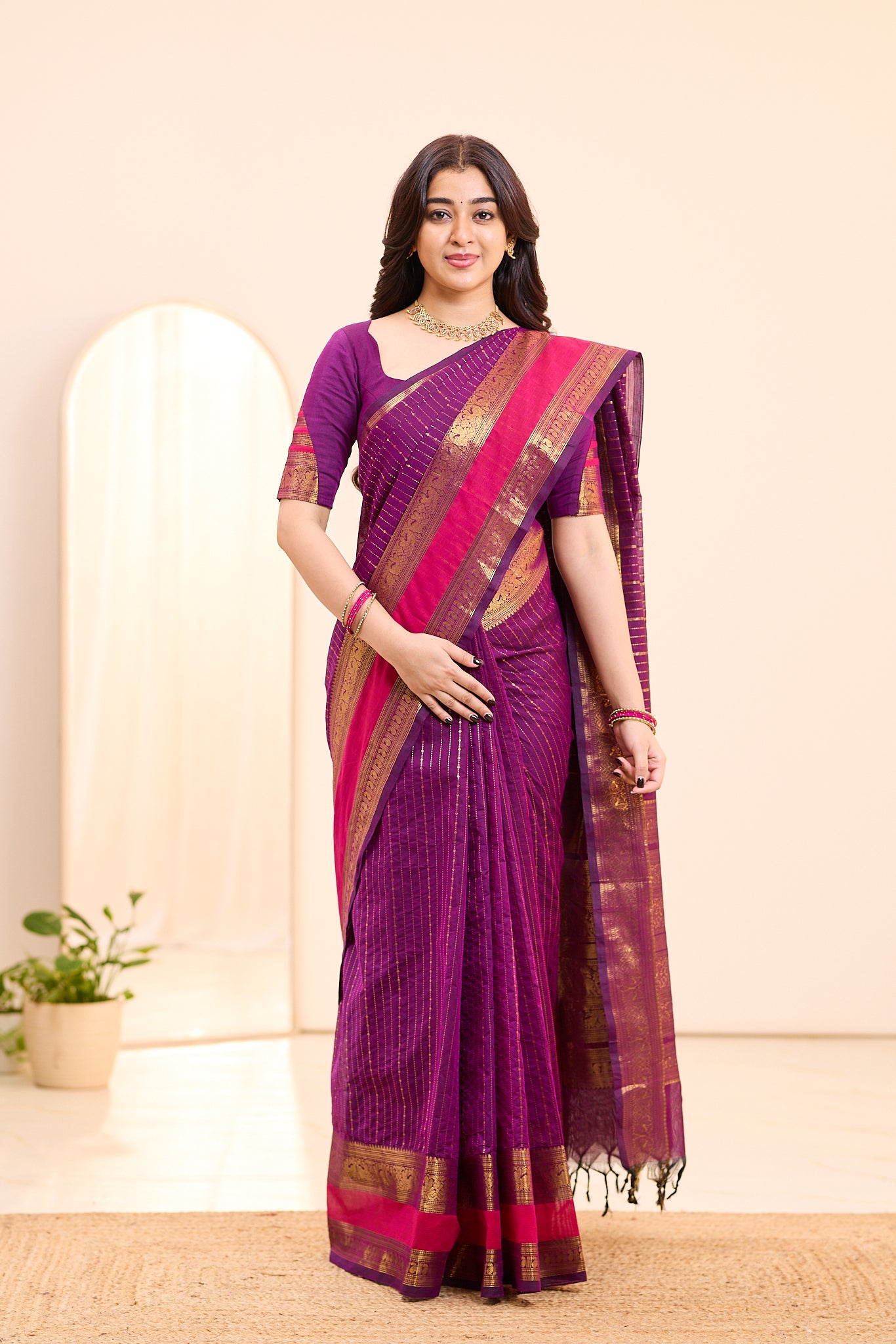 Berry Wine Chettinad Cotton Saree