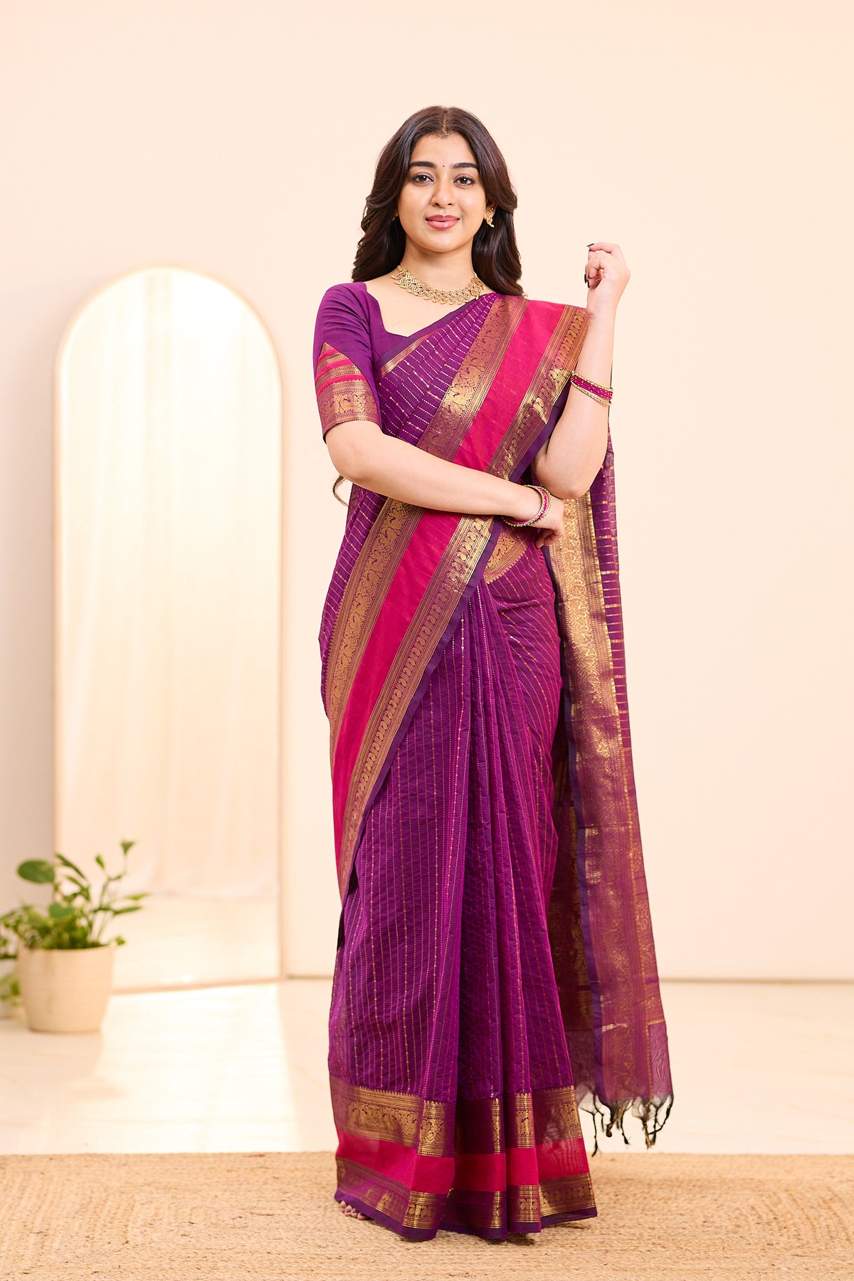 Berry Wine Chettinad Cotton Saree