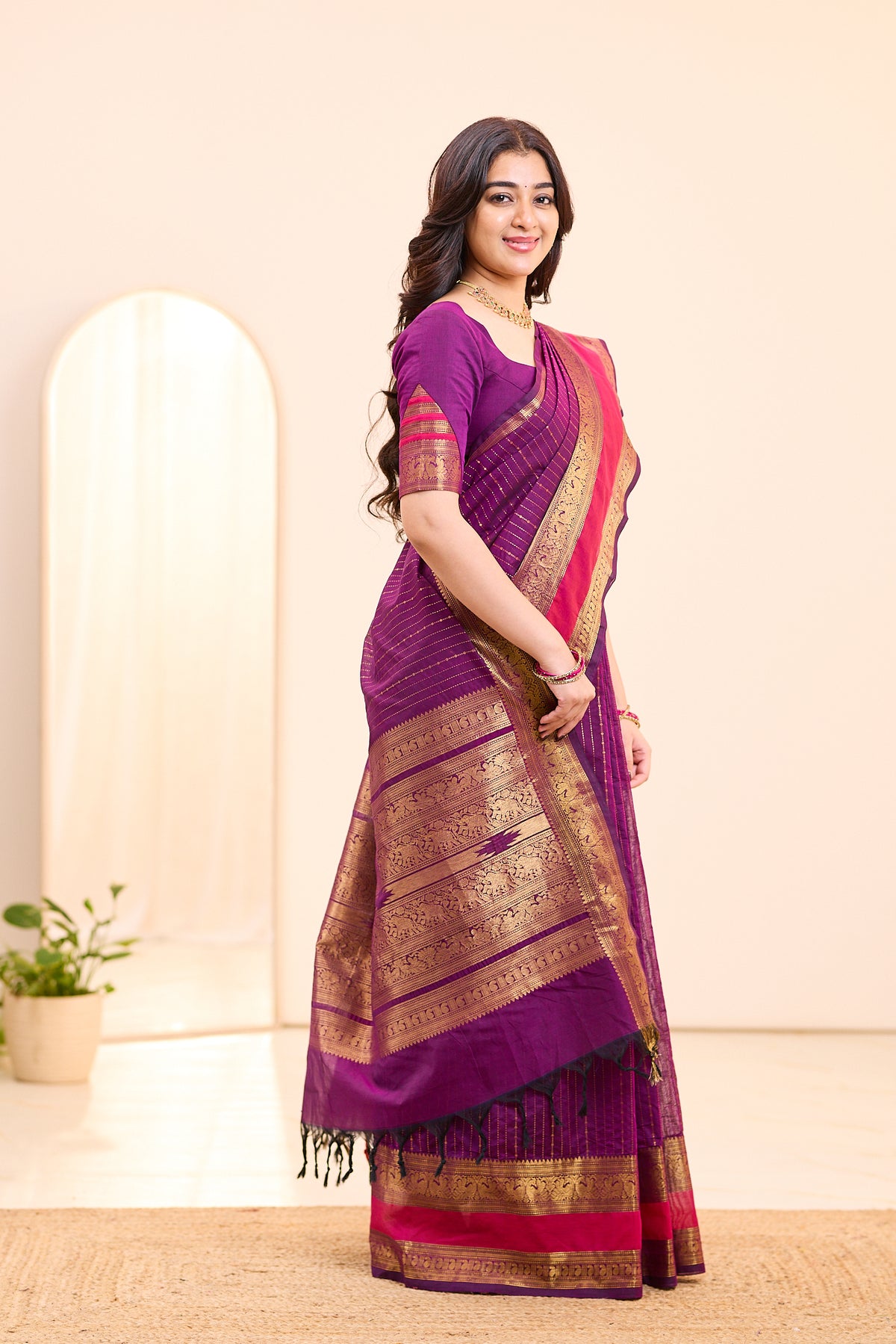 Mulberry Purple Chettinad Cotton Saree
