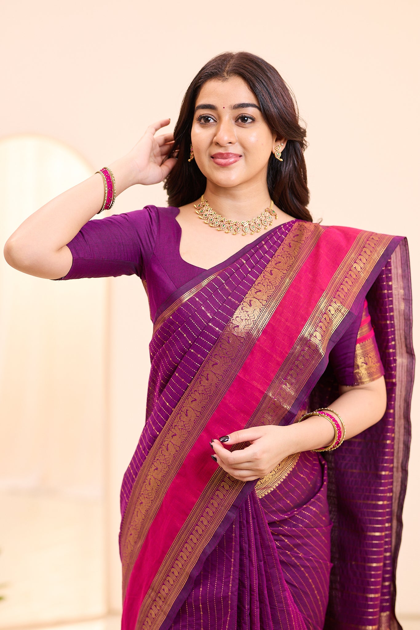 Mulberry Purple Chettinad Cotton Saree