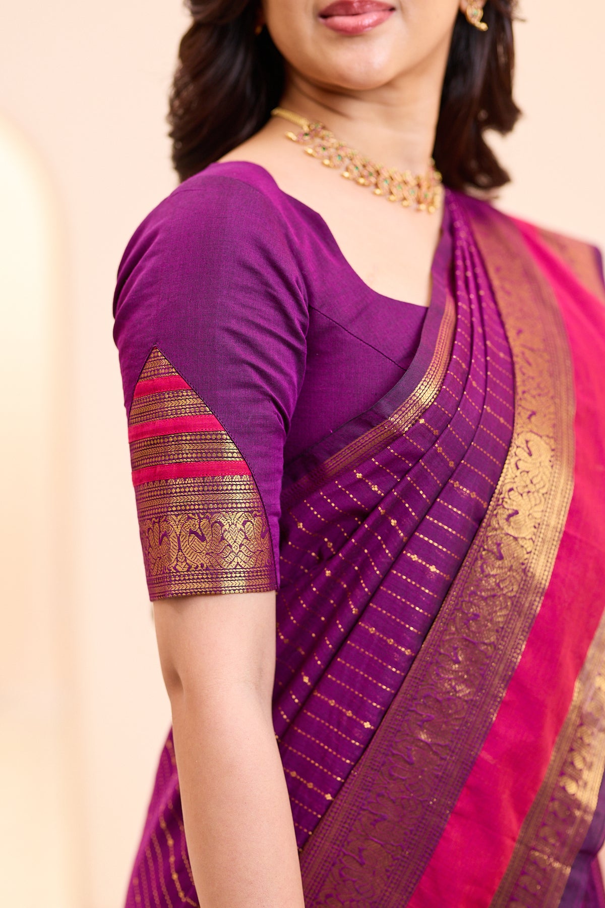 Berry Wine Chettinad Cotton Saree