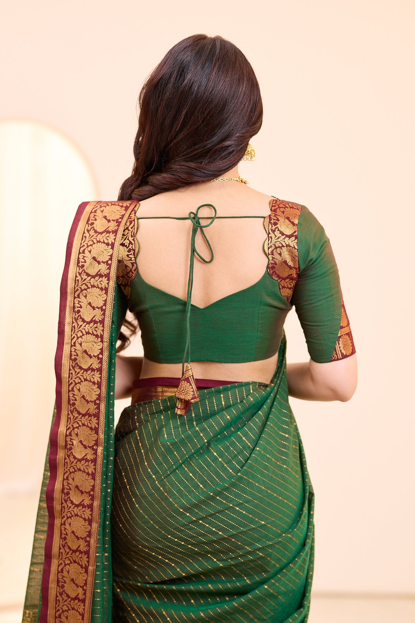 Betel Green Chettinad cotton saree