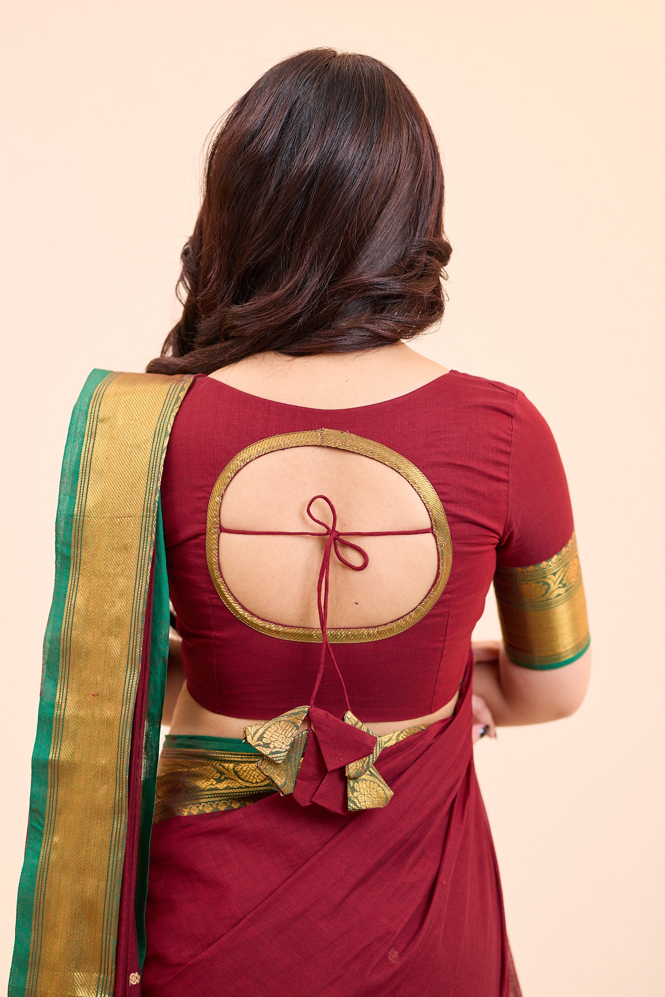 Velvet Maroon Chettinad Cotton Saree