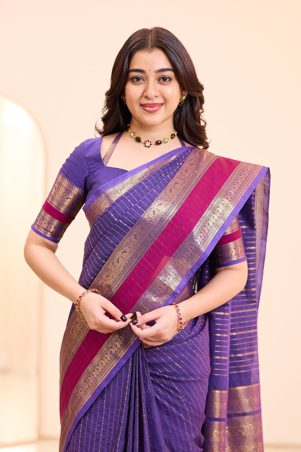 Berry Wine Chettinad Cotton Saree