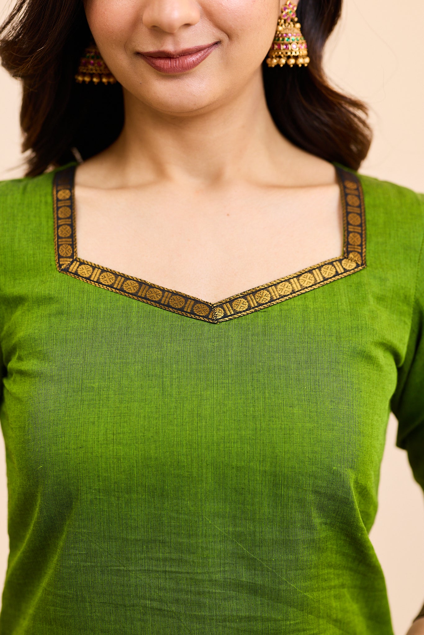 Fresh Green Chettinad Cotton Top and Dupatta