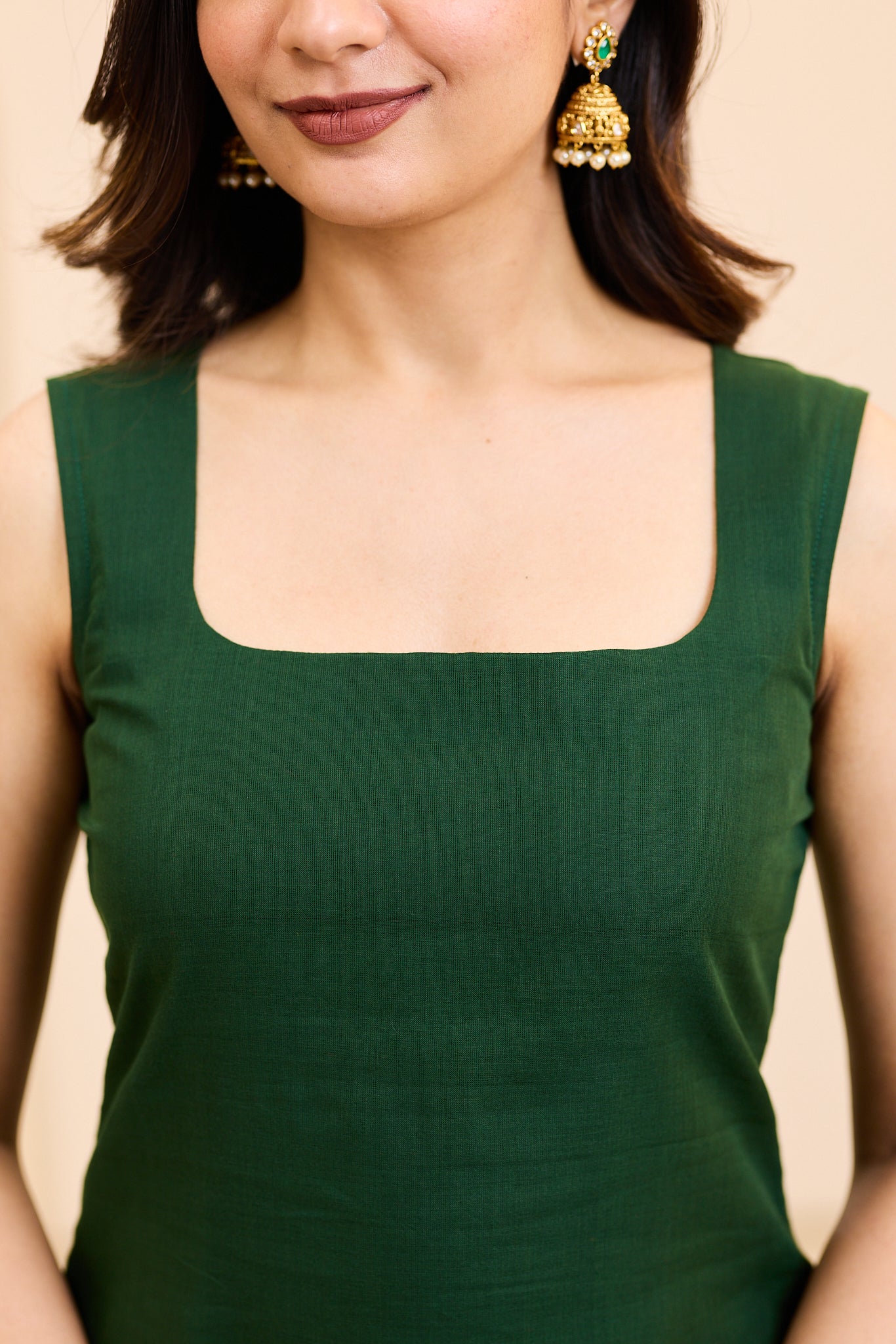 Emerald Green Chettinad Cotton Top and Dupatta